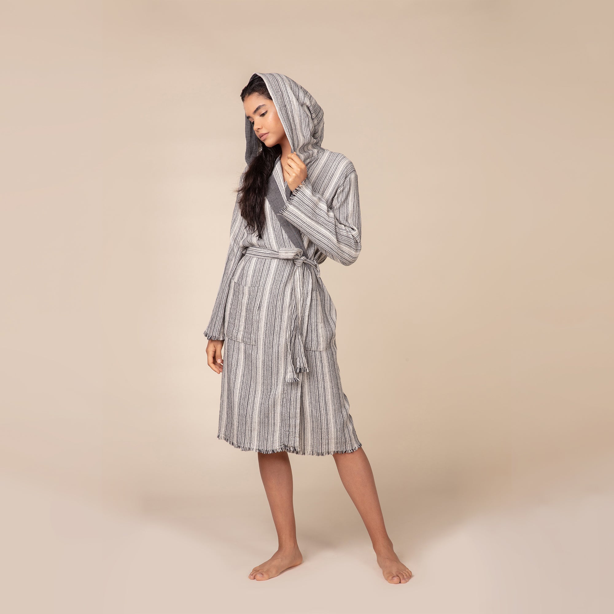 Adel Waffle Bathrobe - Anthracite - Bathrobe