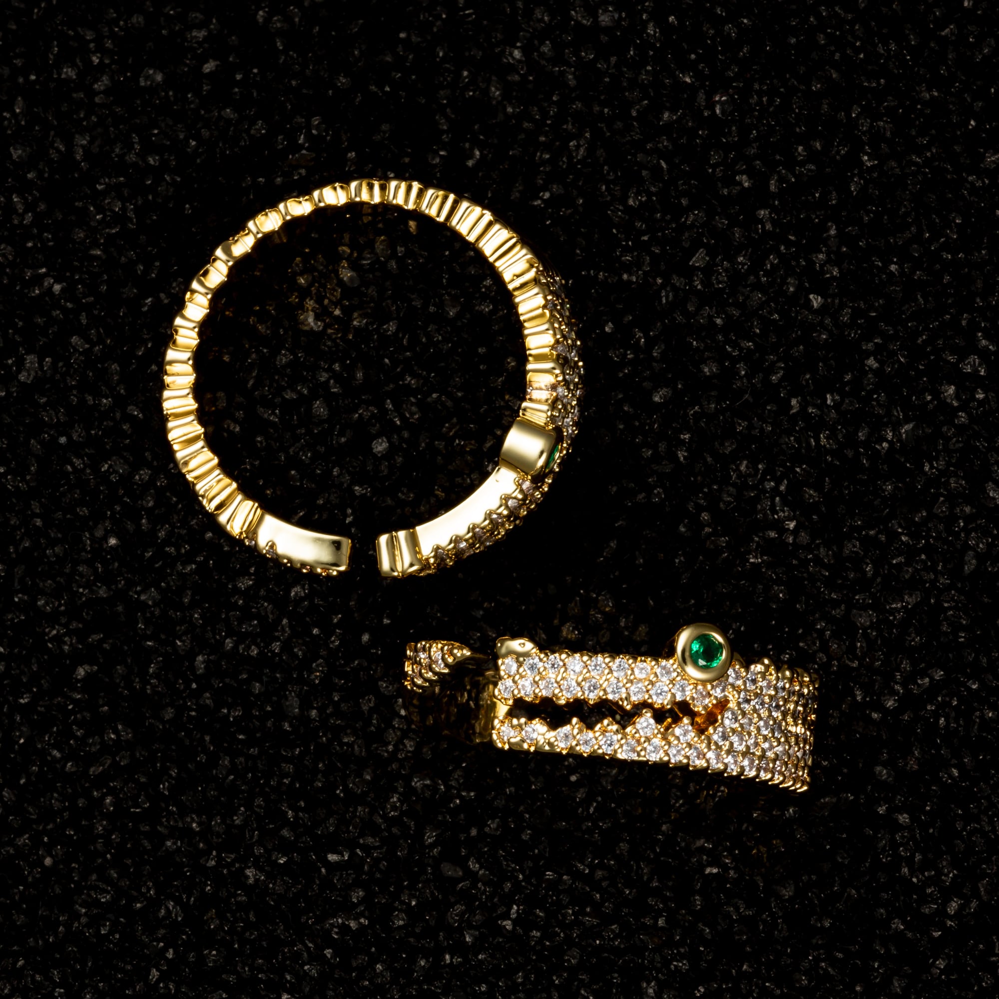 Alligator Ring with Gemstones - Rings