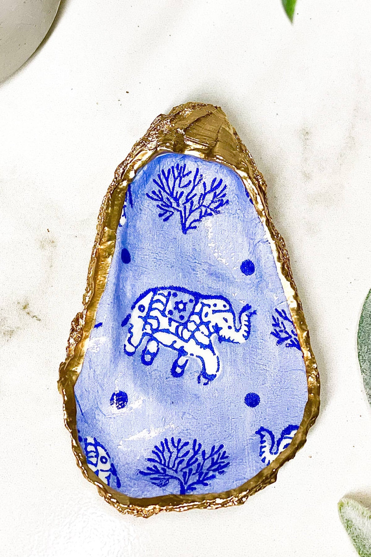 Batik Elephant Oyster Trinket Dish - Trinket Dish