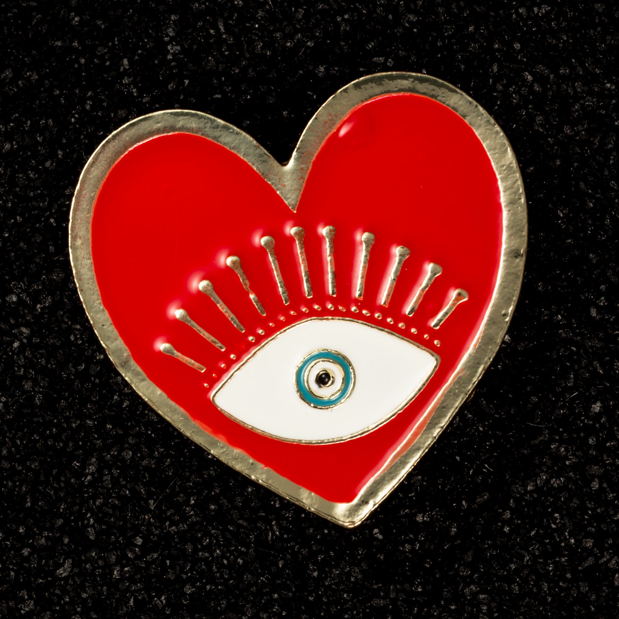 Big Heart Evil Eye Enamel Ring - Rings