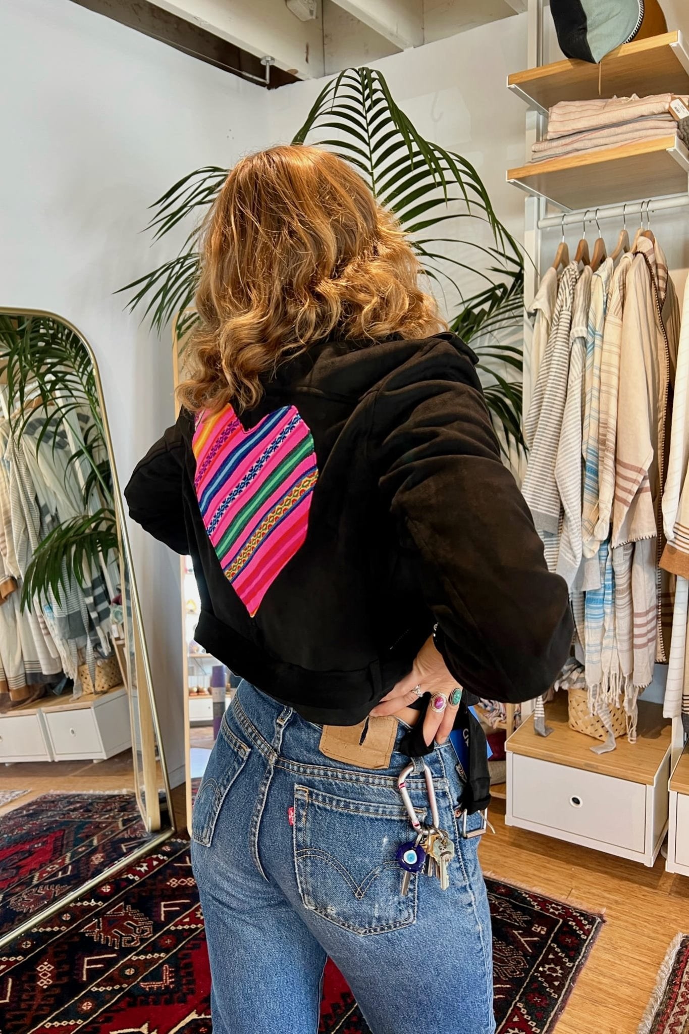 Black Jacket with Pink Peruvian Heart - Coats & Jackets