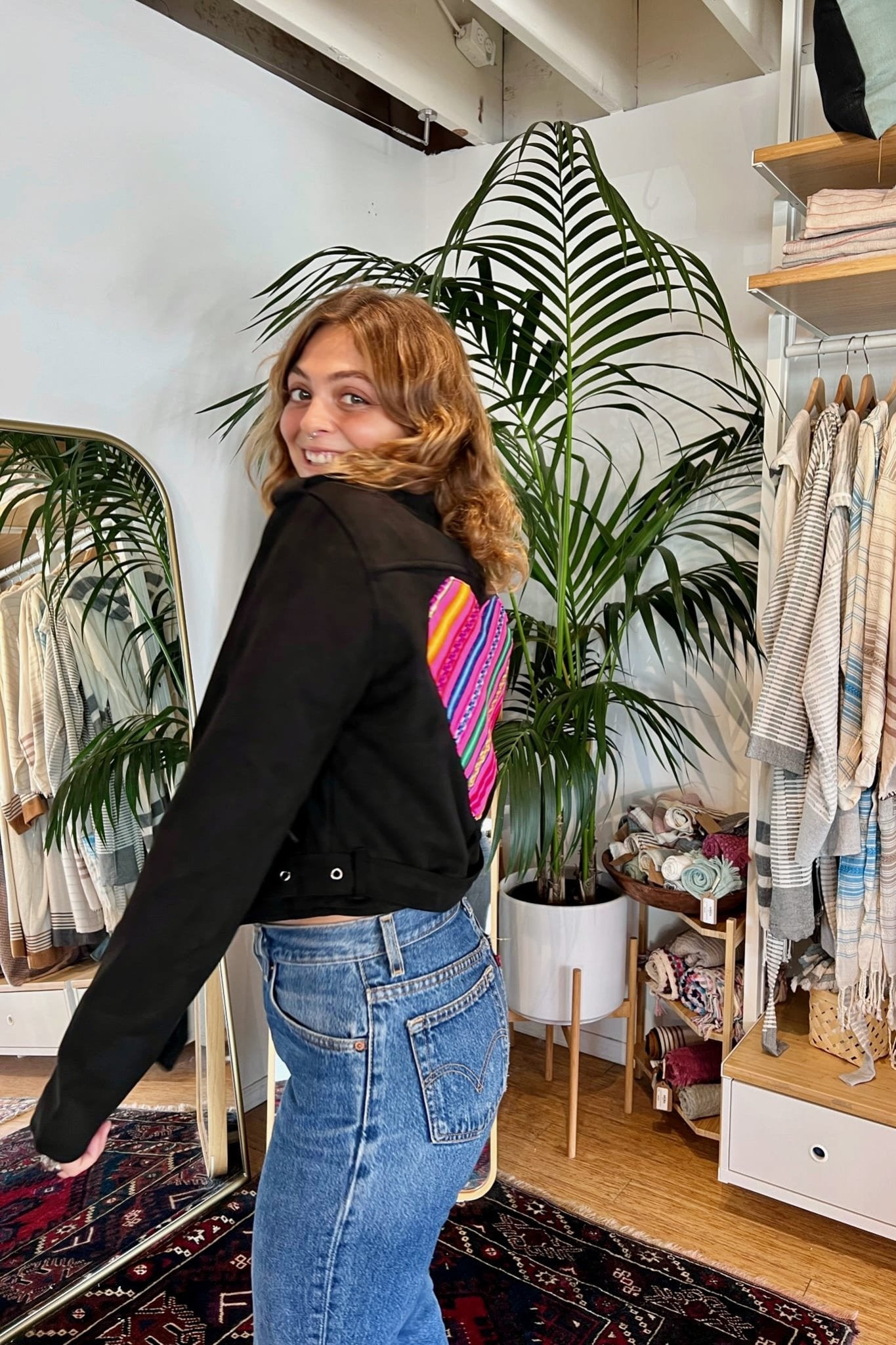 Black Jacket with Pink Peruvian Heart - Coats & Jackets