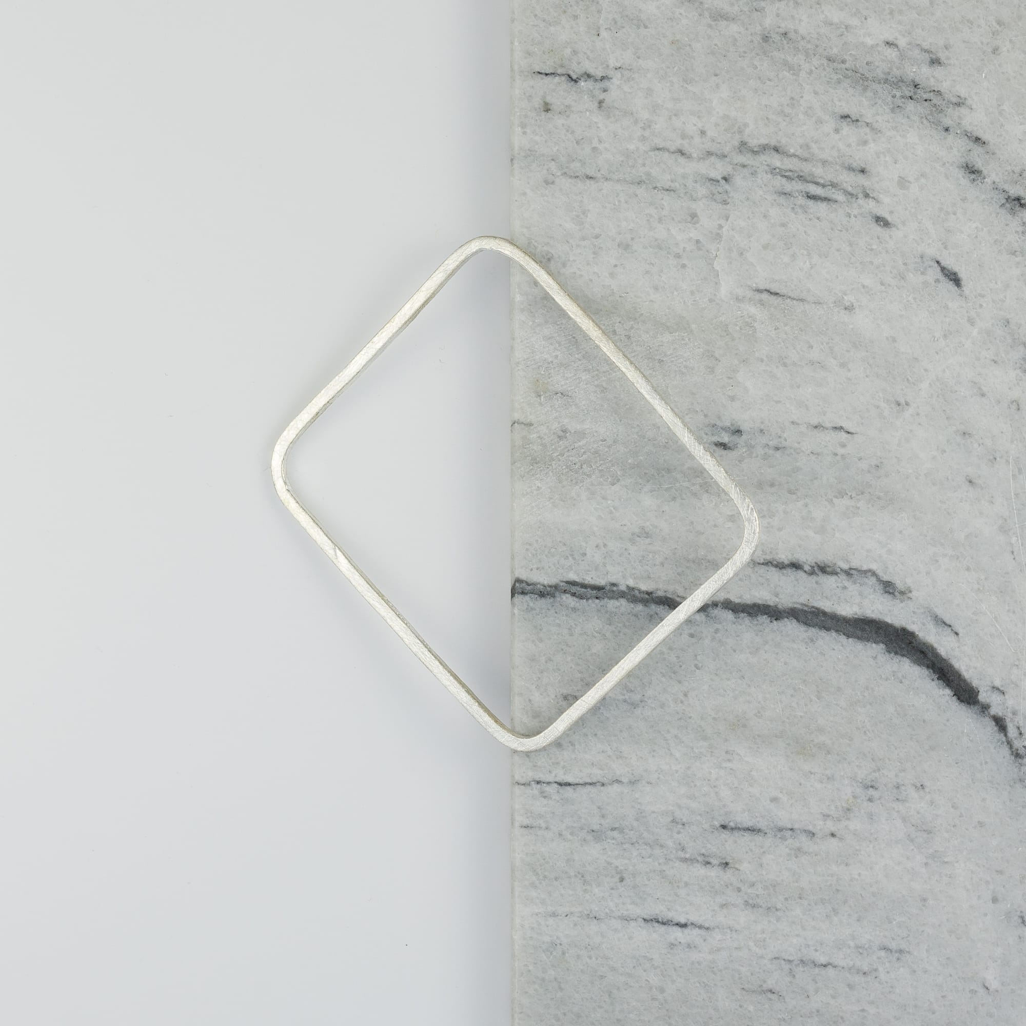 Brushed Fine Sterling Silver Square Bangle - Bracelet