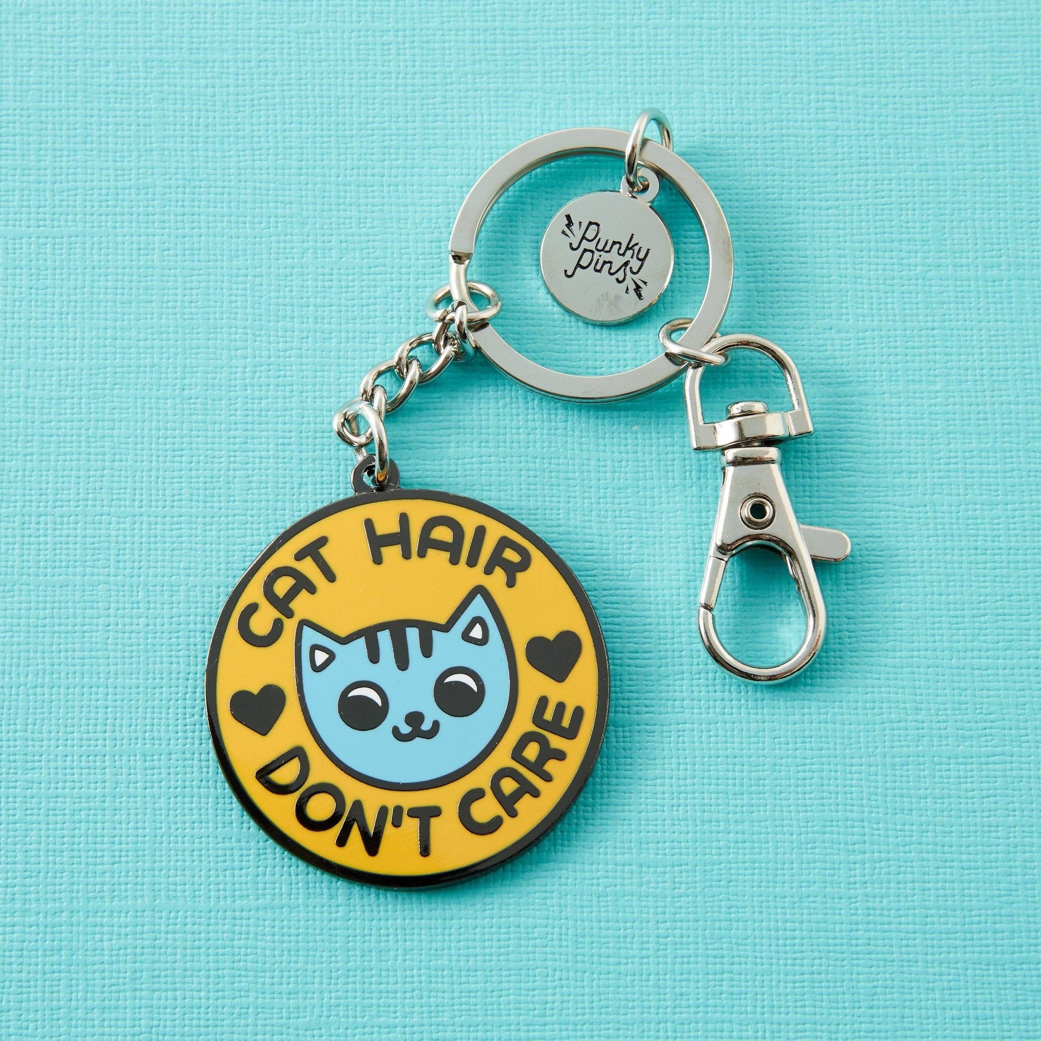 Cat Hair Don't Care Hard Enamel Keyring - Keychain