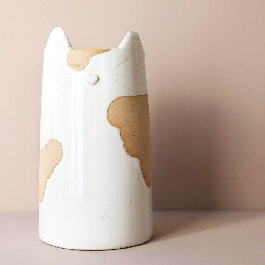 Ceramic Cat Vase with Spots - Vases