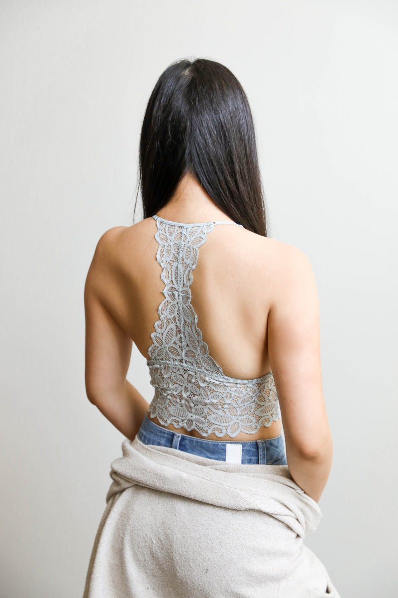 Daisy Lace Bralette - Gray - Bralette