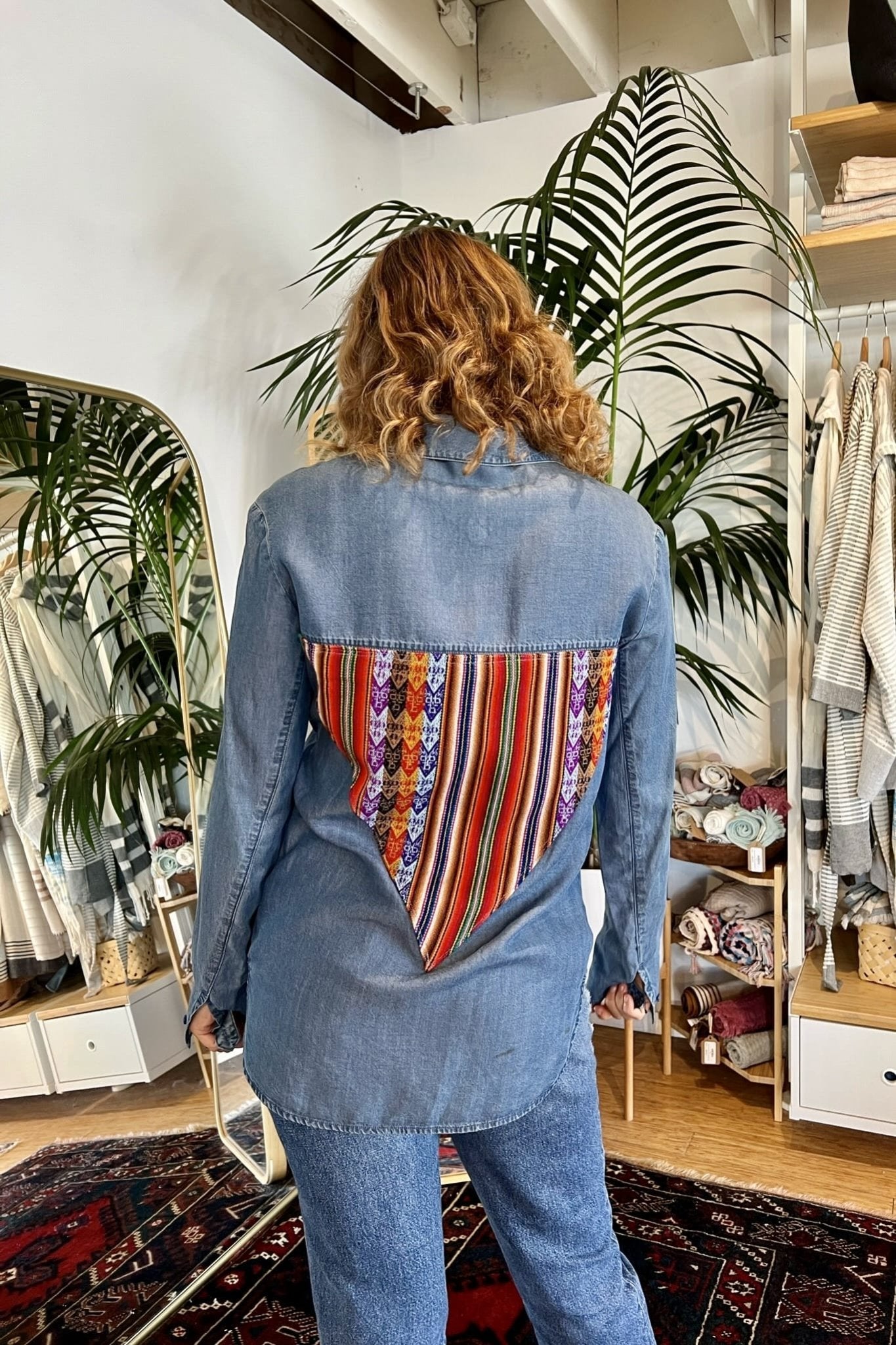 Divine Triangle Back Jean Shirt - Shirts & Tops