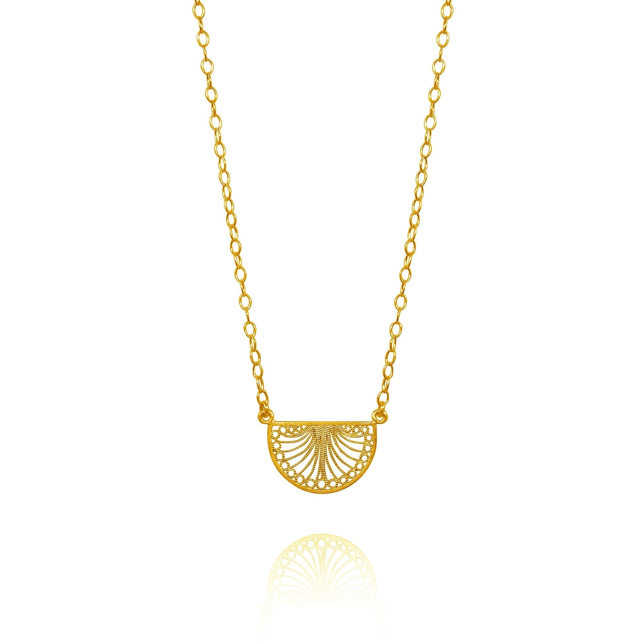 Edith 18k Gold Vermeil Plated Filigree Necklace - 18" - Necklaces