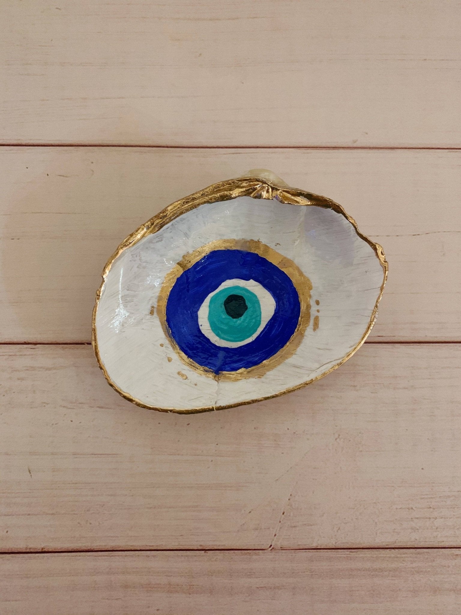 Evil Eye Decoupage Oyster Trinket Dish - Trinket Dish