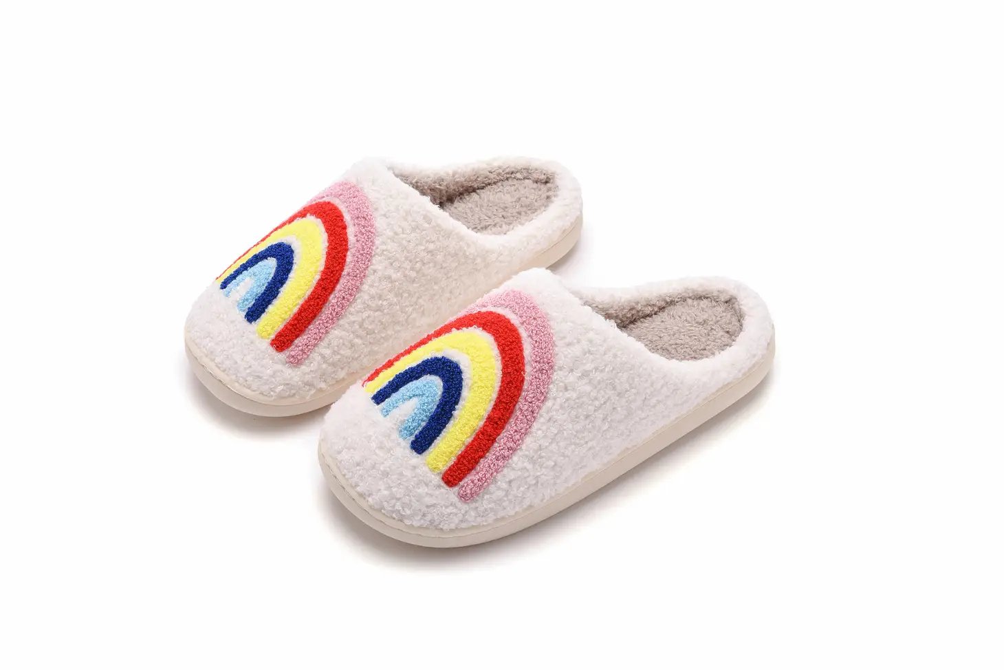 Fluffy Rainbow House Slippers - Small (5.5-6.5/37-38) - Slippers