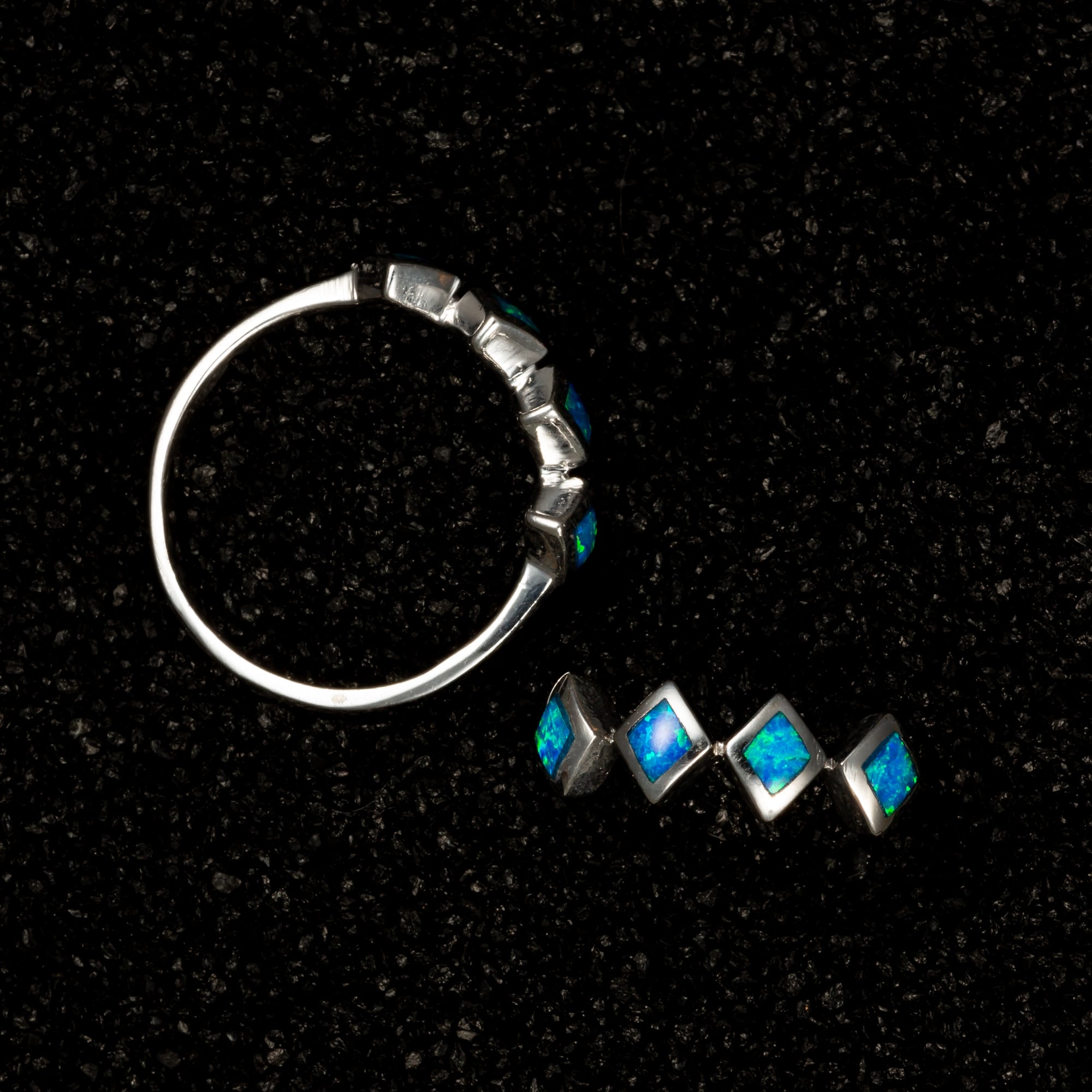 Four Diamonds Opal Ring - Rings
