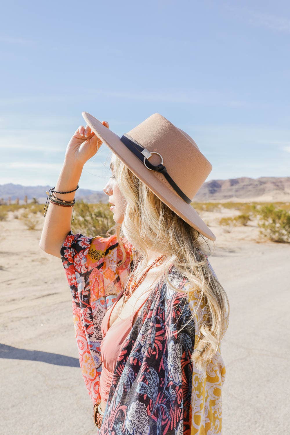 Gold Ring Buckle Bolero Hat (Tan) - Hats