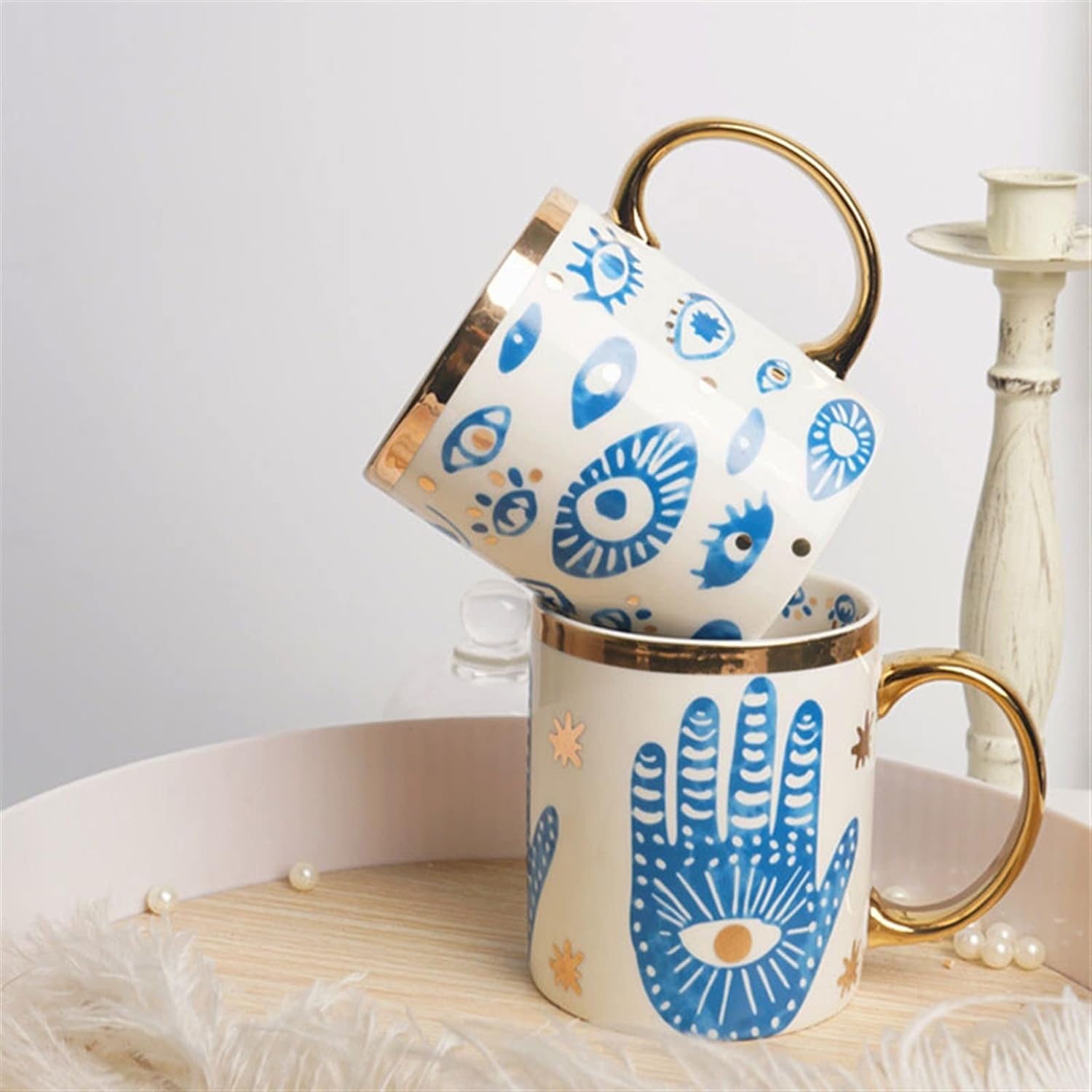 Hamsa Gold Rim Mug - Coffee & Tea Cups