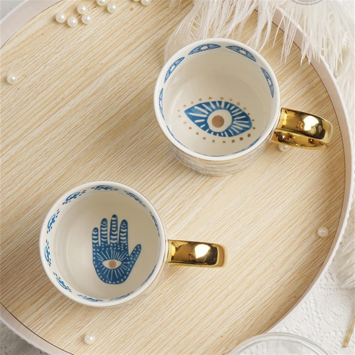 Hamsa Gold Rim Mug - Coffee & Tea Cups