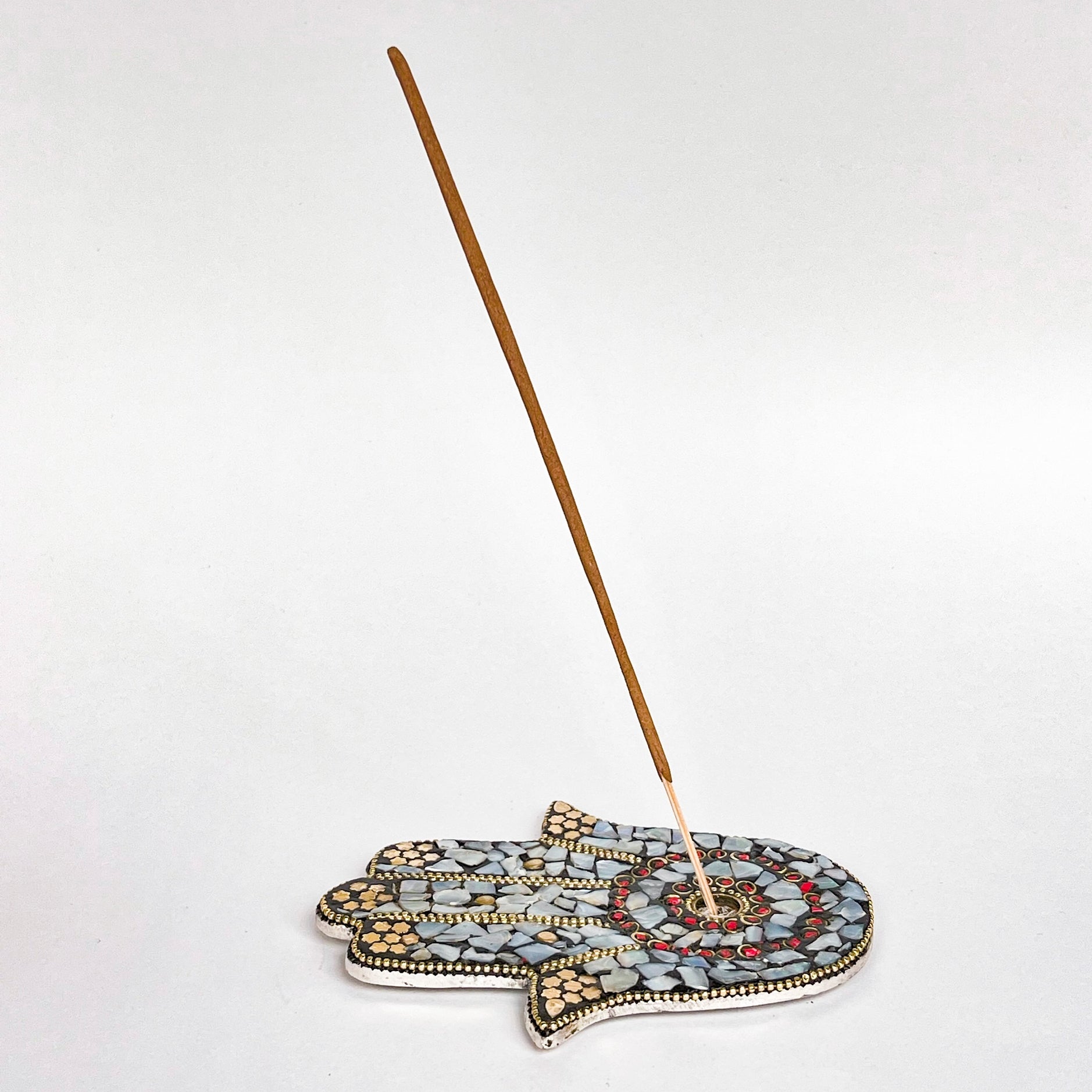 Hamsa Hand Incense Holder (Pearl & Silver) - Incense Holders