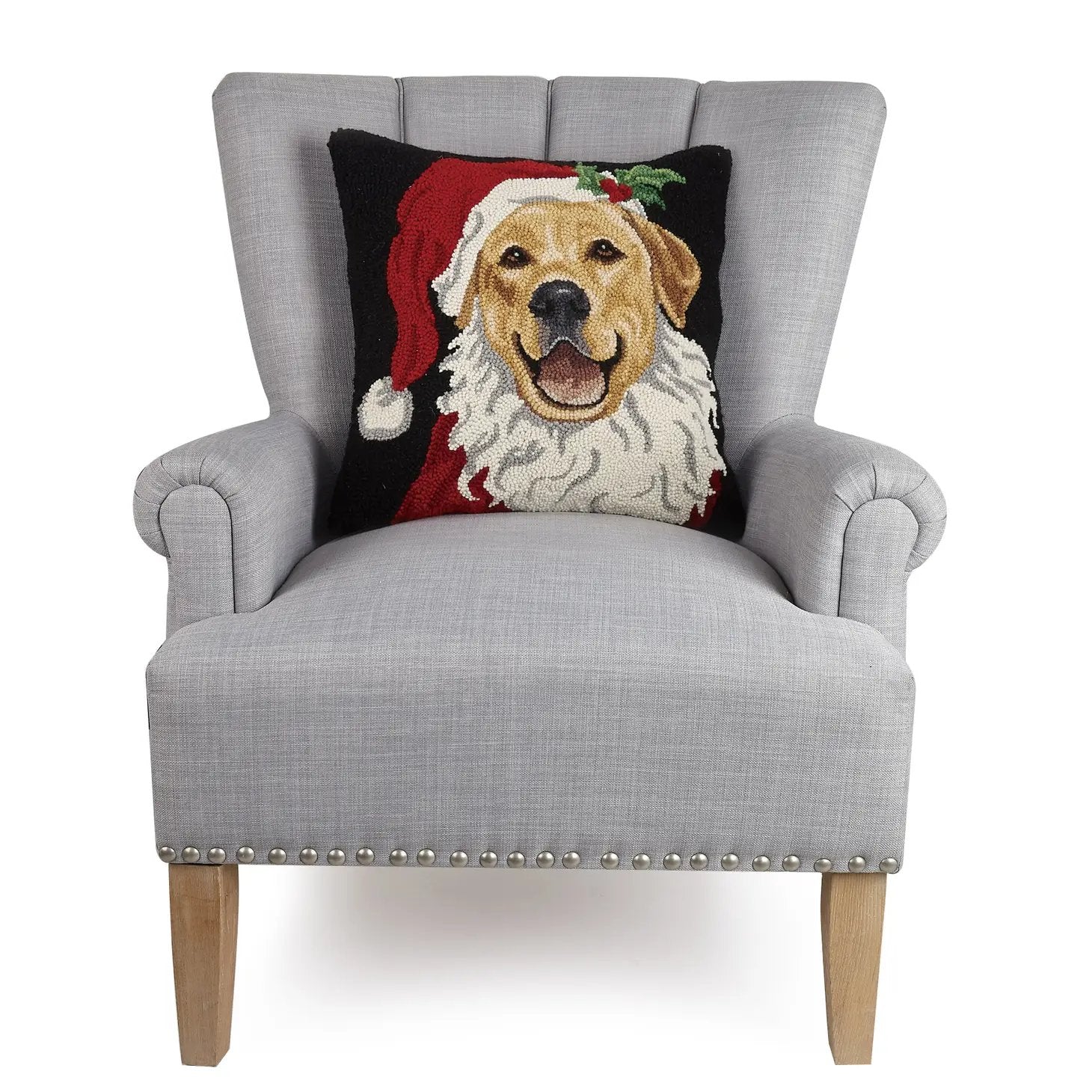 Holiday Santa Retriever Dog Hook Pillow - Christmas - Pillows