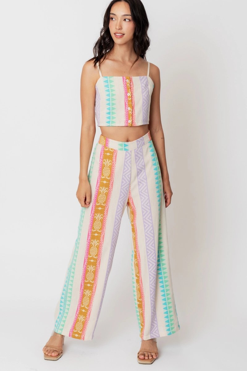 Jacquard Crop Top and Pants Set - Pants - Outfit Sets