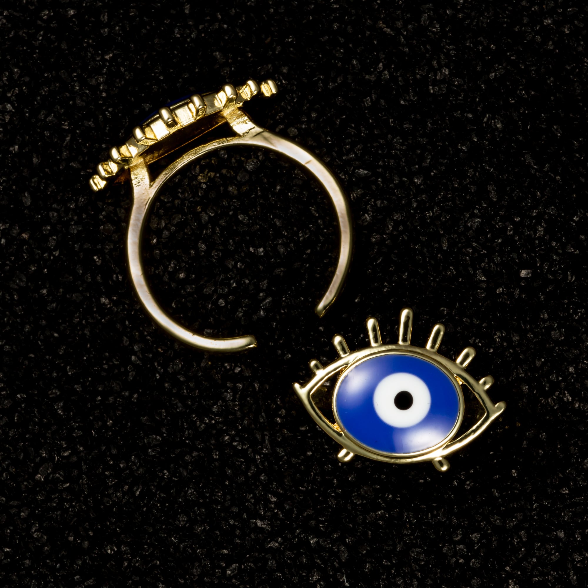 Large Enamel Evil Eye Ring - Rings