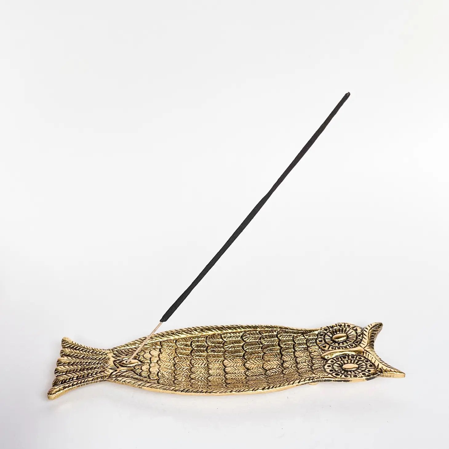 Long Owl Incense Holder (Gold) - Incense Holders