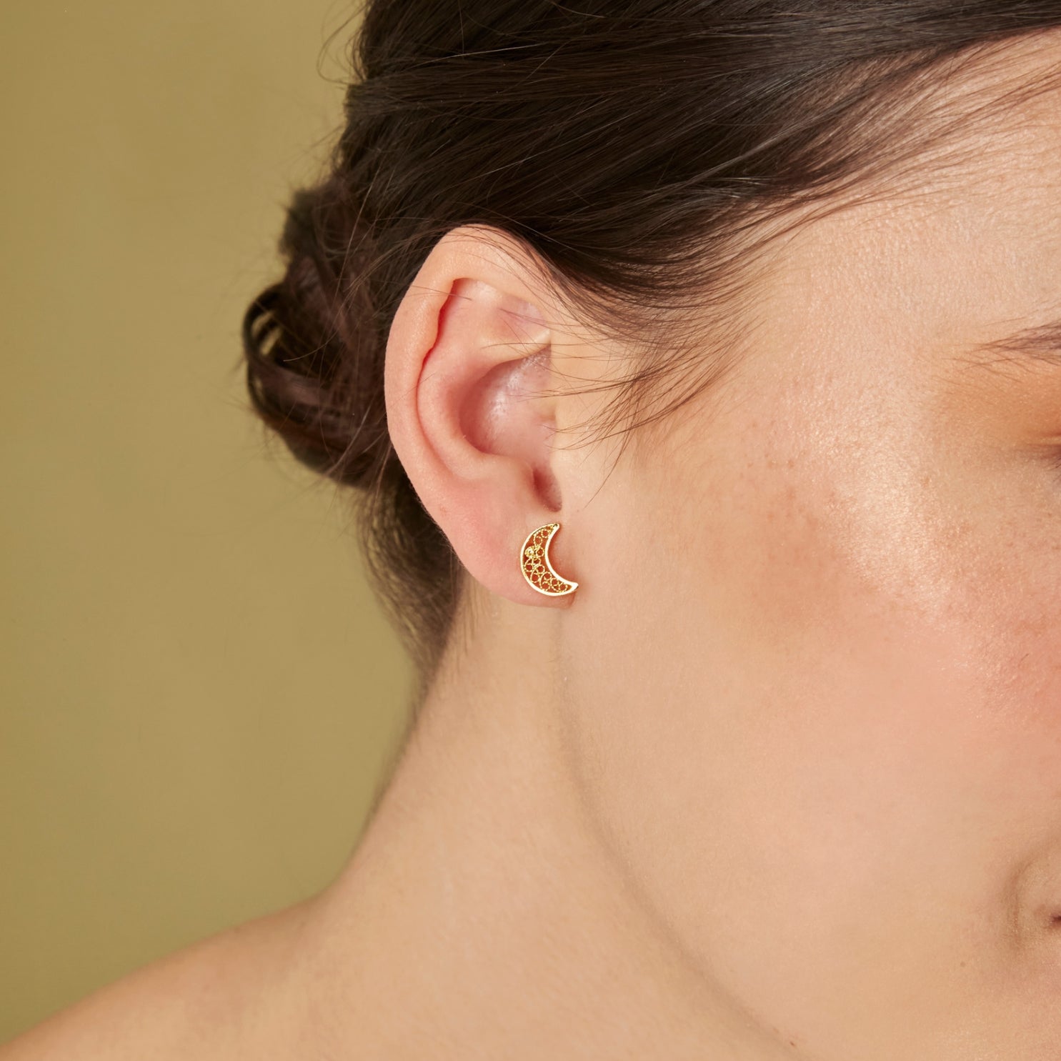 Luna 18k Gold Plated Filigree Stud Earrings - Earrings