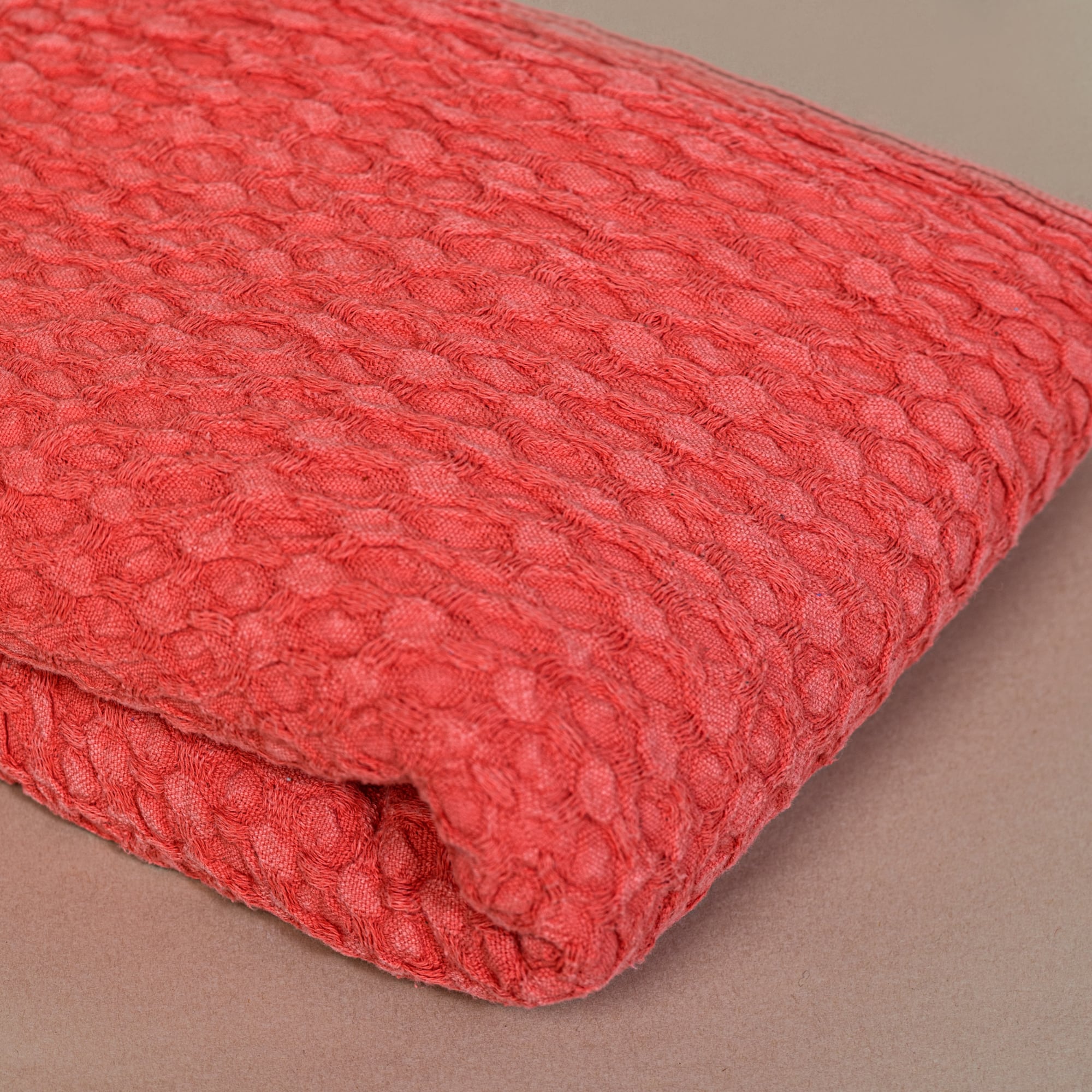 Maia Waffle Towel - Coral - Waffle Towel