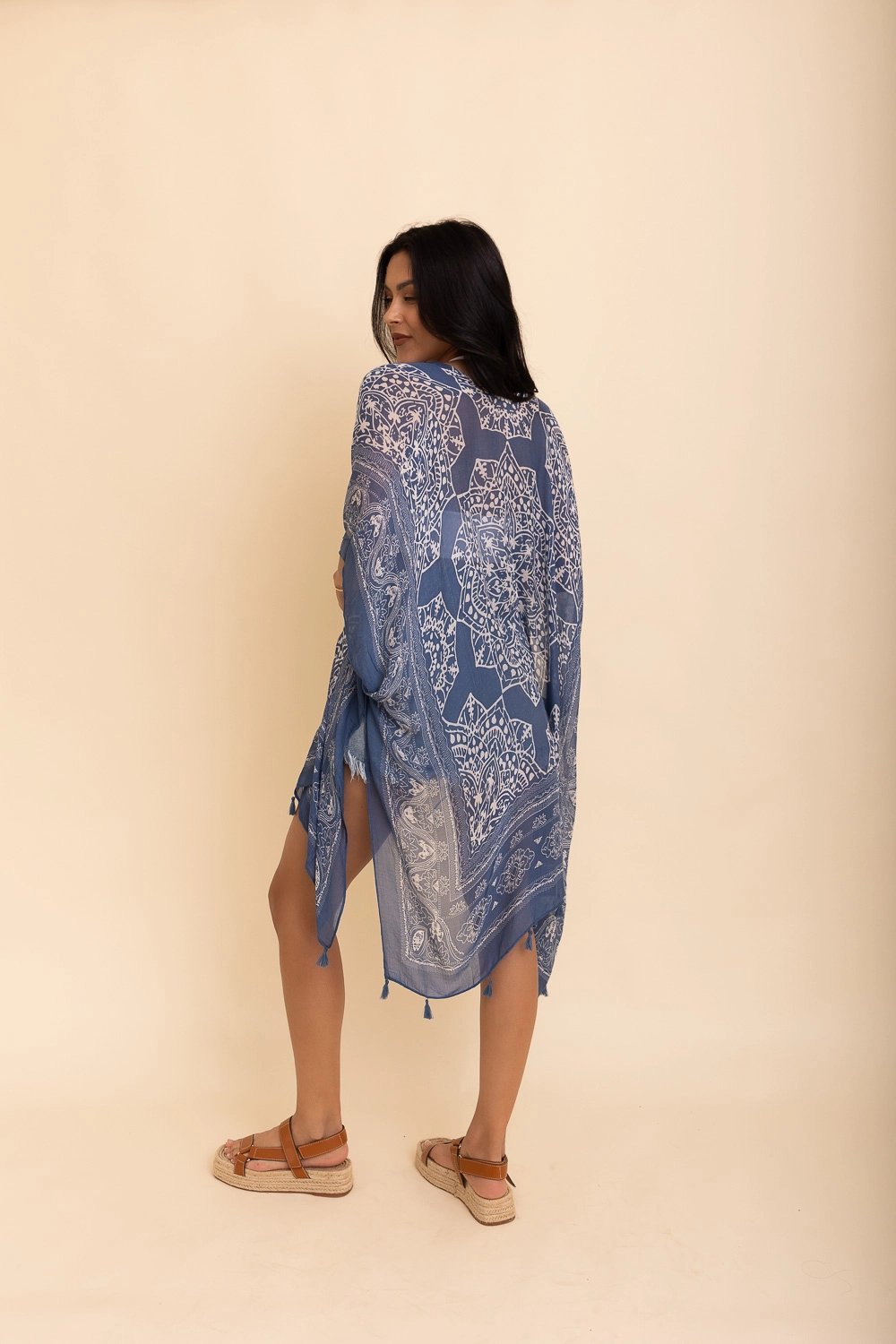 Mandala Tassel Kimono (Navy) - Casual Kimonos