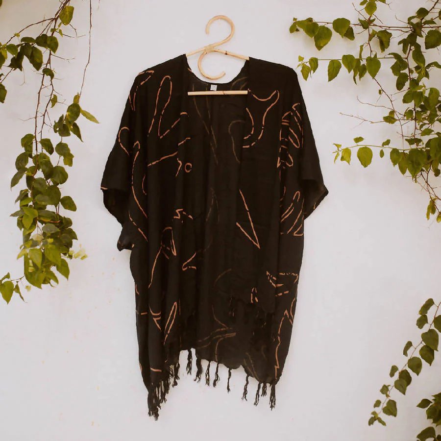 Monstera Kimono - Black - Casual Kimonos