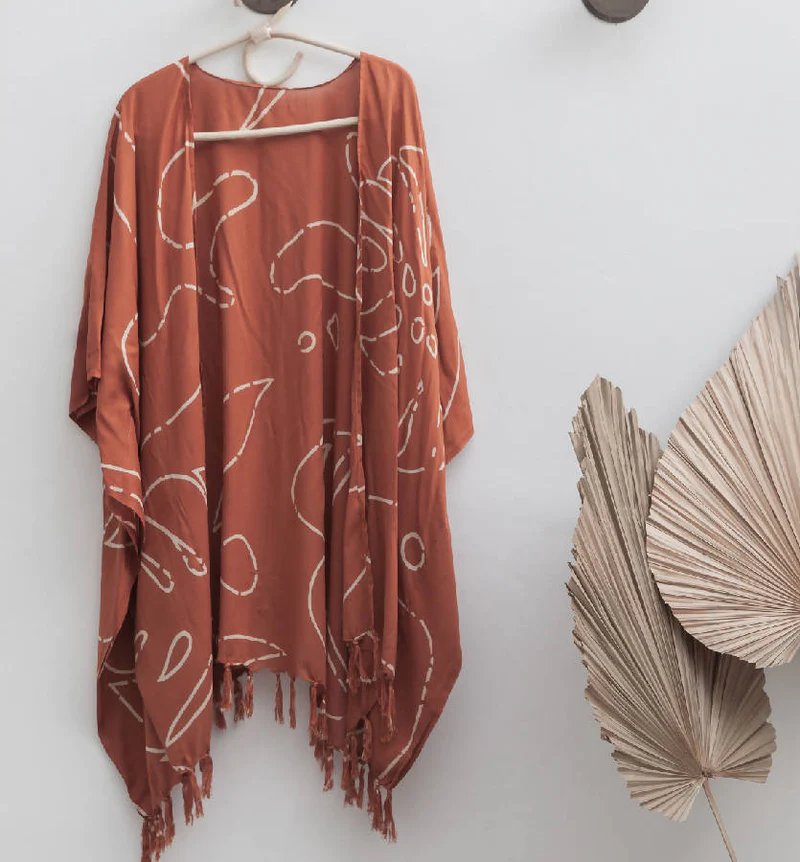 Monstera Kimono - Terracotta - Casual Kimonos