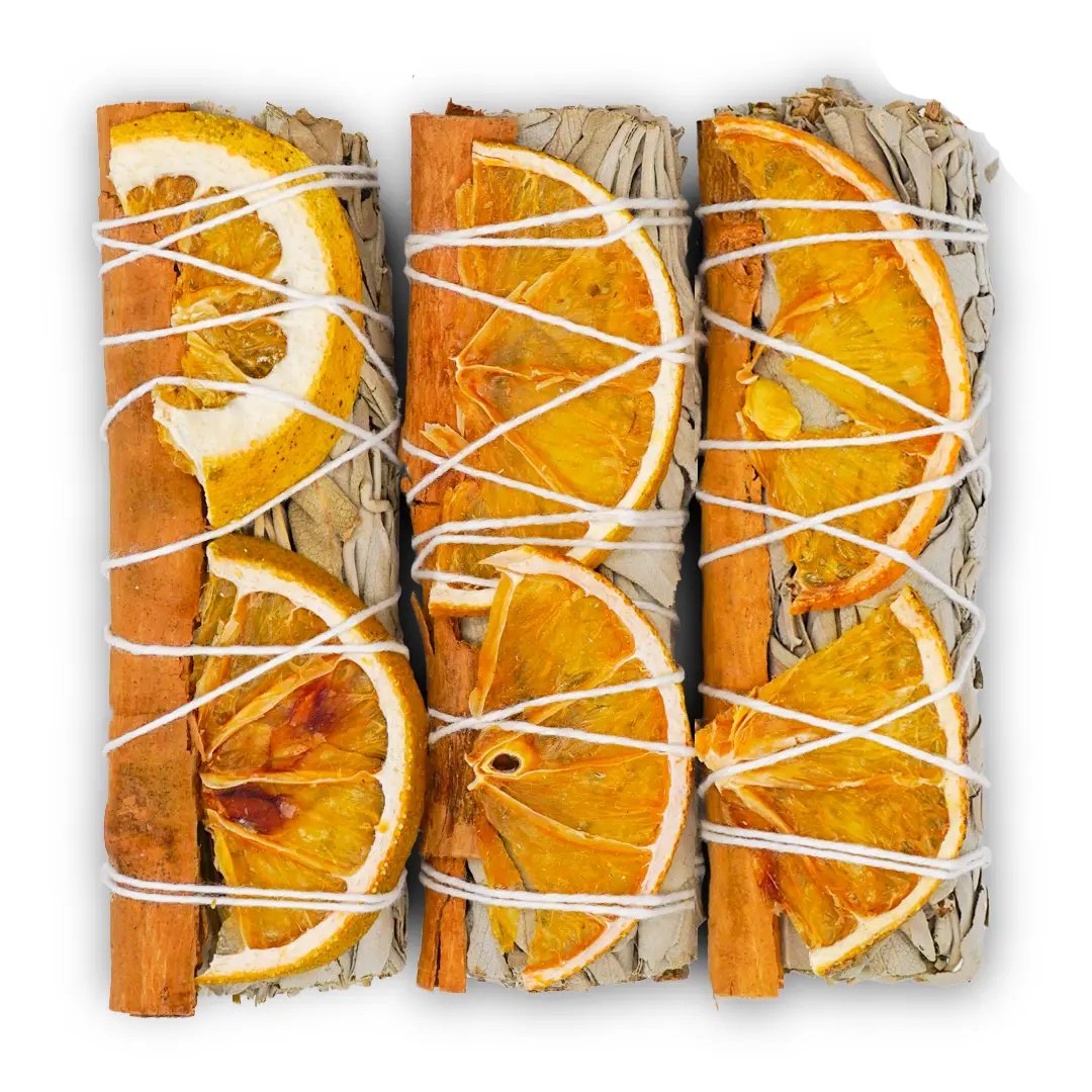 Orange Slices and Cinnamon with White Sage Bundle - Smudge