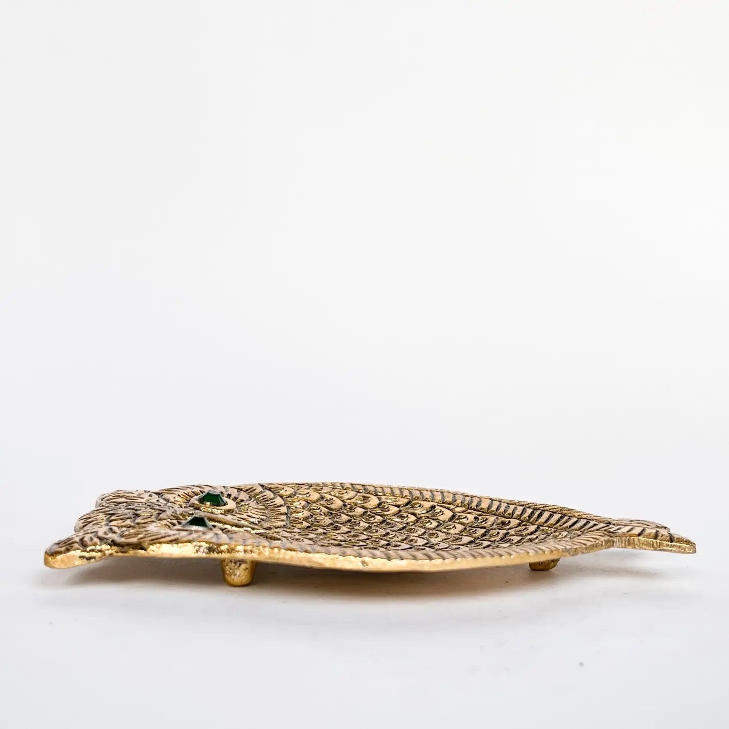 Owl Incense Holder (Gold with Green Eyes) - Incense Holders