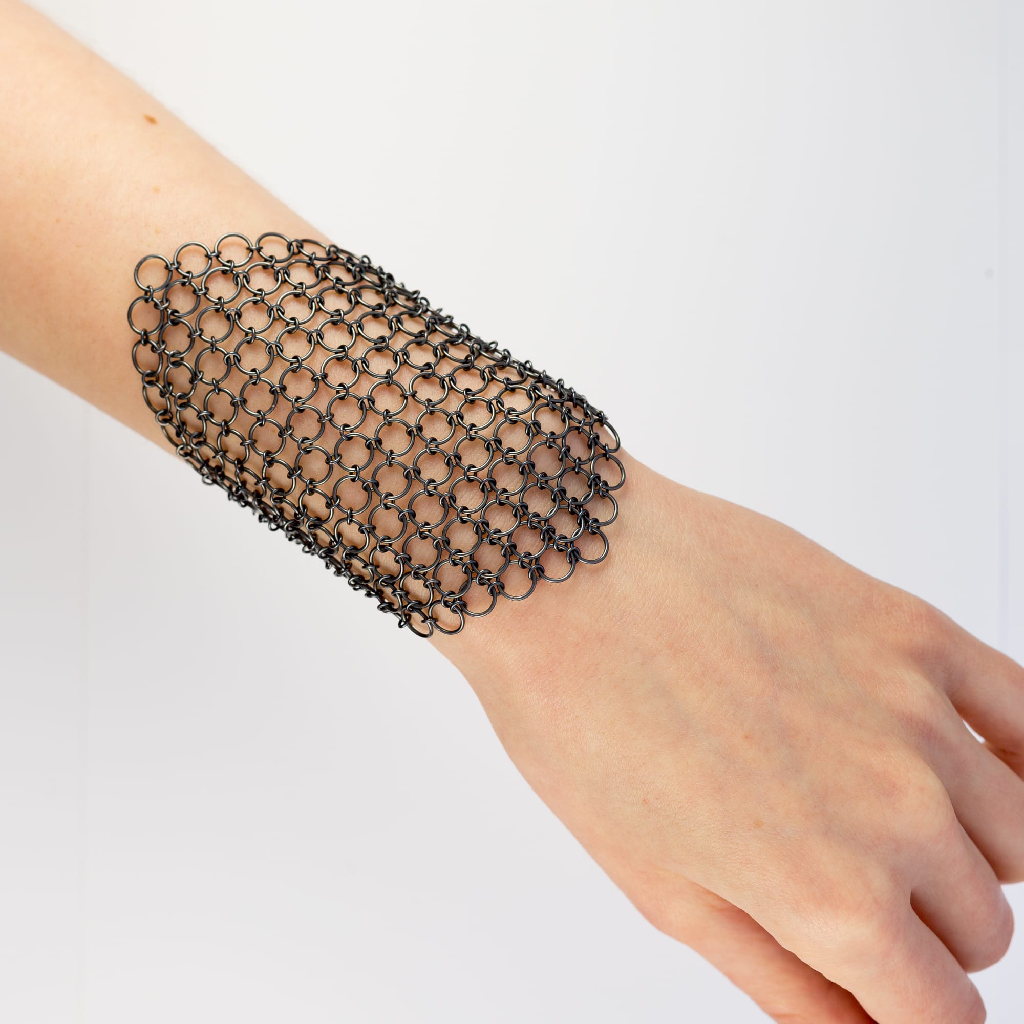 Oxidized Fine Sterling Silver Chain Mail Bracelet - Bracelet