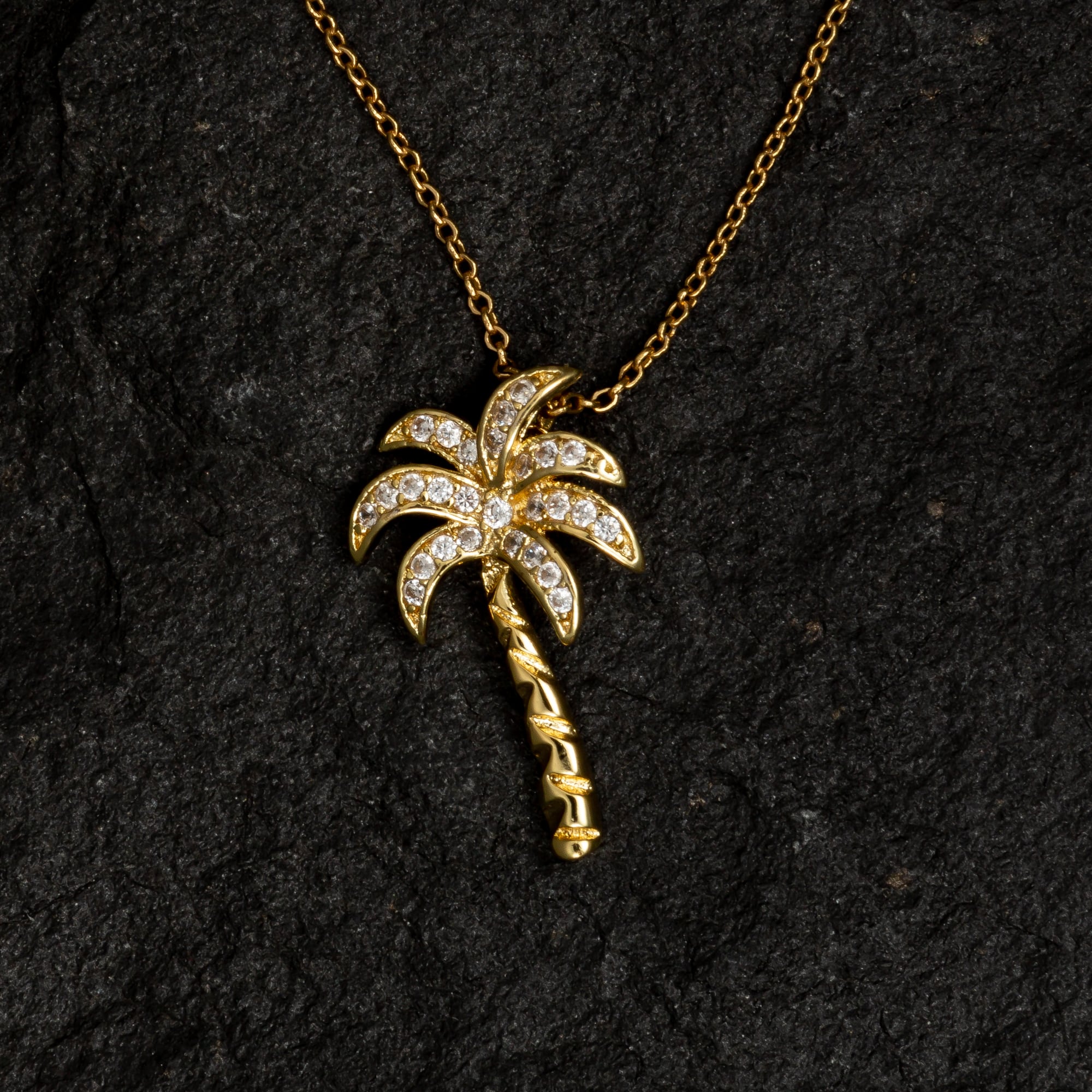 Palm Tree Necklace with Gemstones - Necklaces