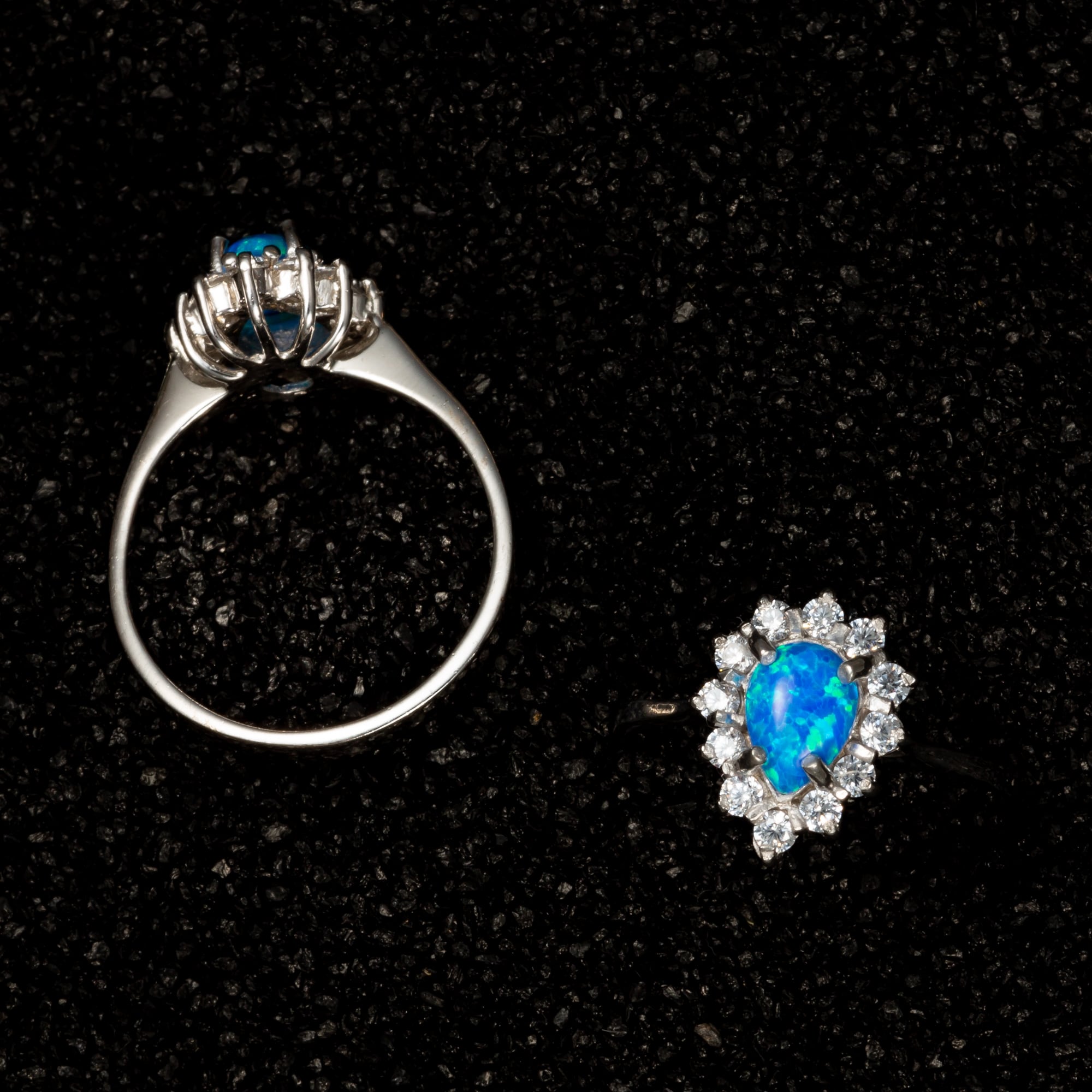 Pear Opal Ring with 12 Gemstones - Rings