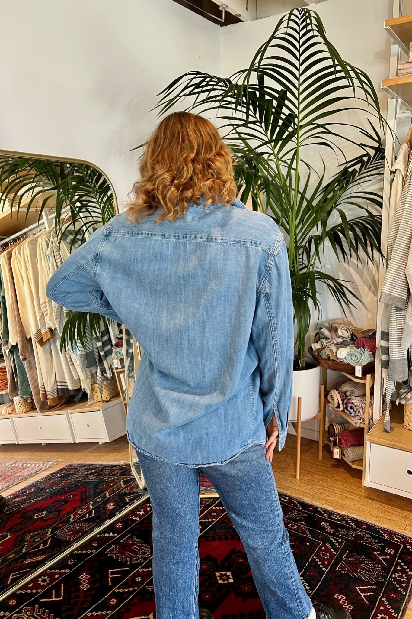 Peruvian Patched Rips Jean Shirt - Shirts & Tops