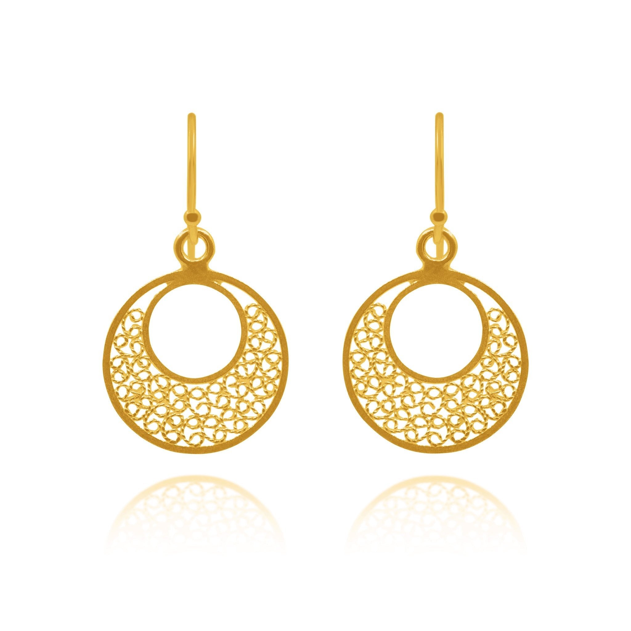 Pile 18k Gold Vermeil Plated Filigree Earrings - Earrings