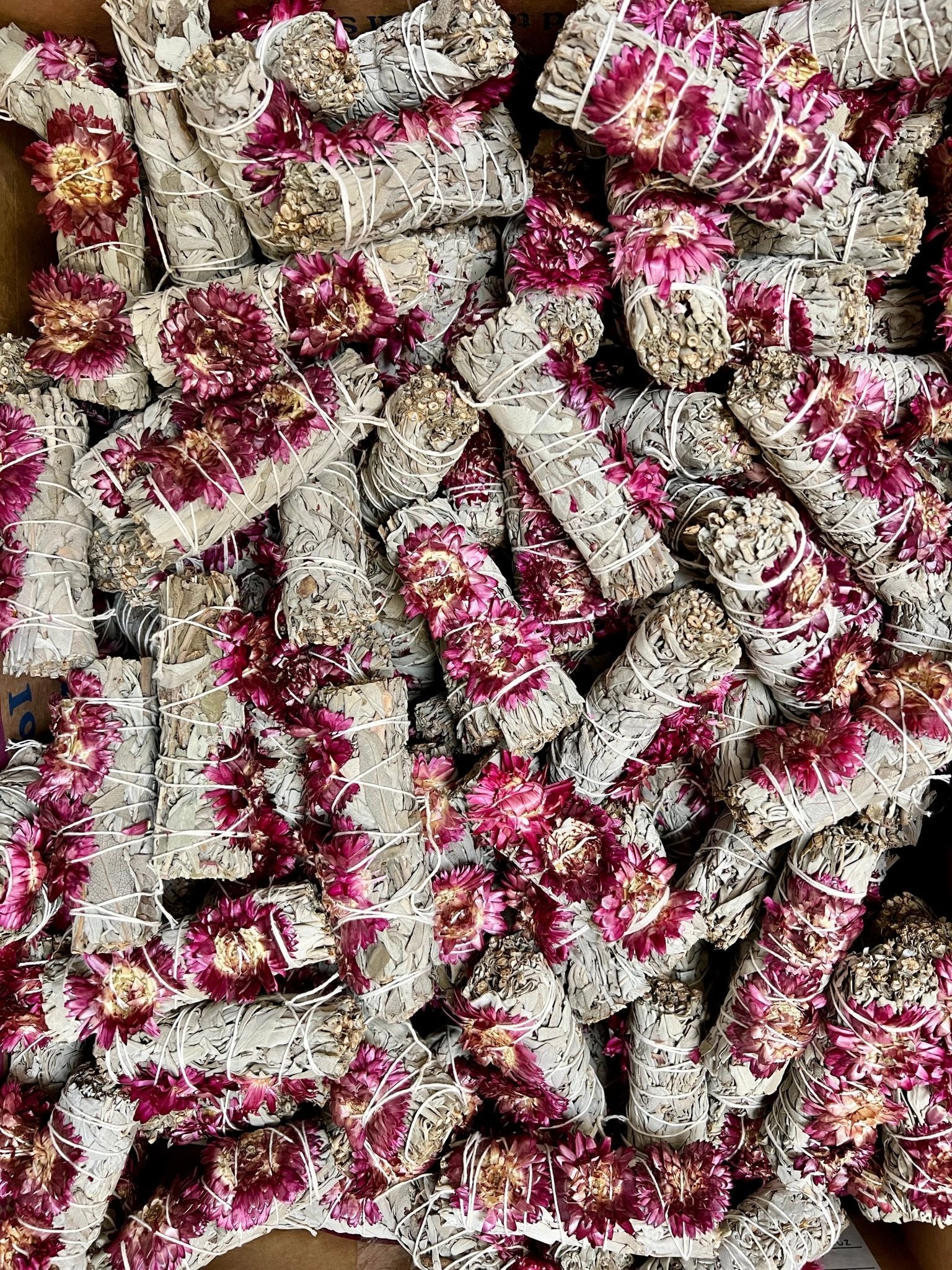 Pink Sunflower with White Sage Smudge Bundle - Smudge