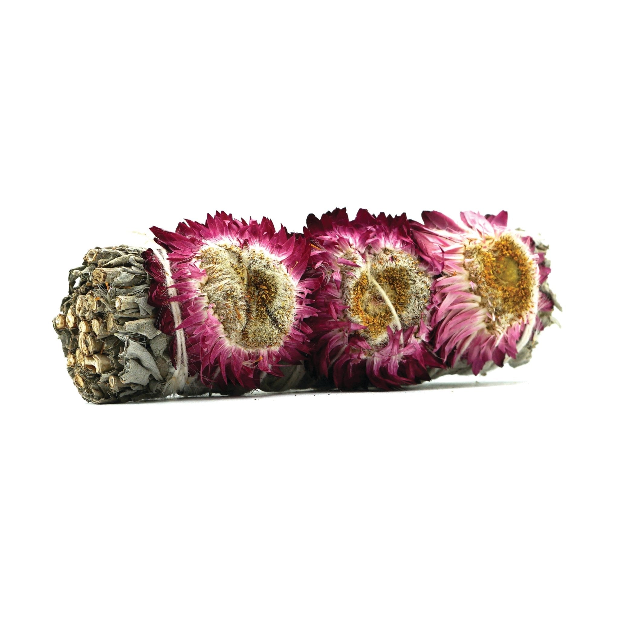 Pink Sunflower with White Sage Smudge Bundle - Smudge