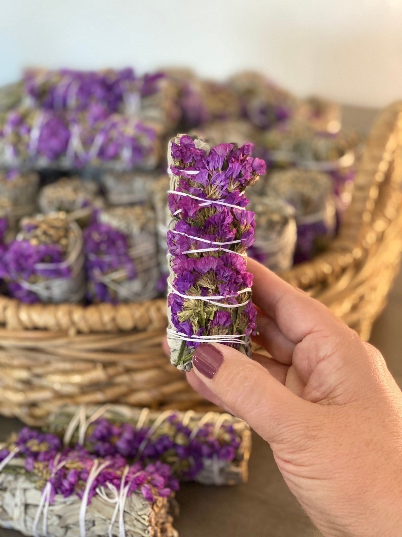 Purple Sinuata Flower with White Sage Smudge Bundle - Smudge