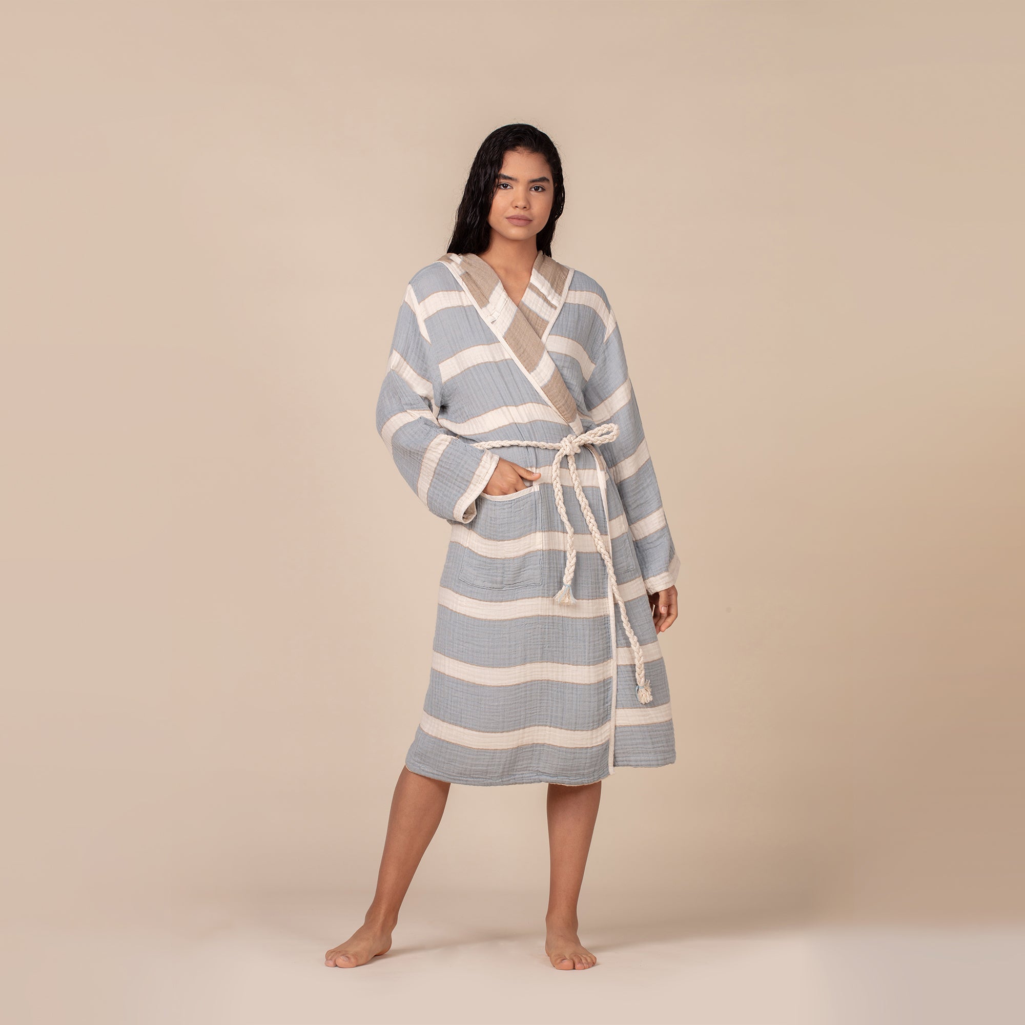 Quattro Bathrobe - Dusty rose/Anthracite - Bathrobe