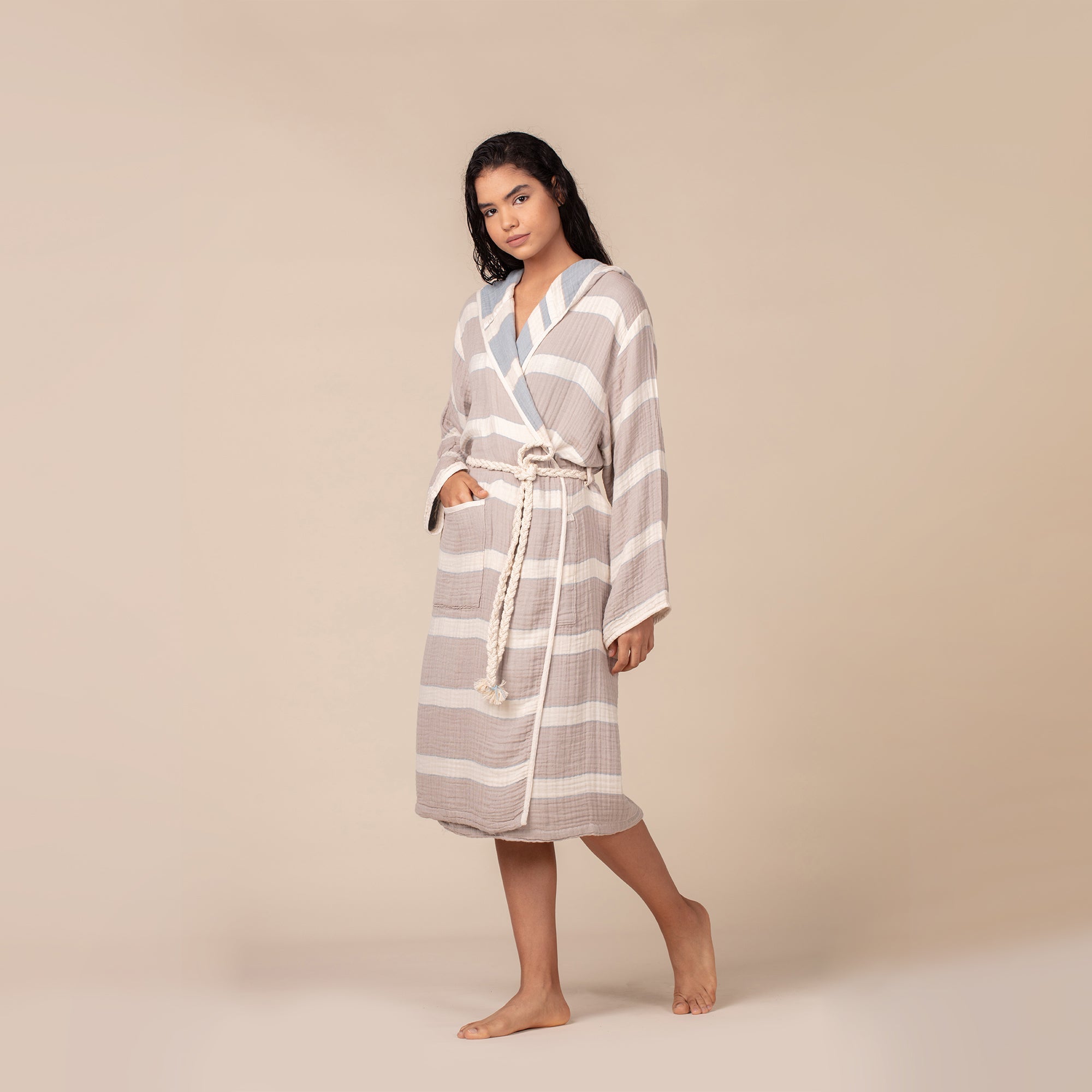 Quattro Bathrobe - Dusty rose/Anthracite - Bathrobe