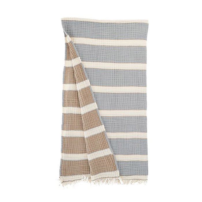 Quattro Turkish Towel - Livid Blue/Light Tan - Turkish Towel