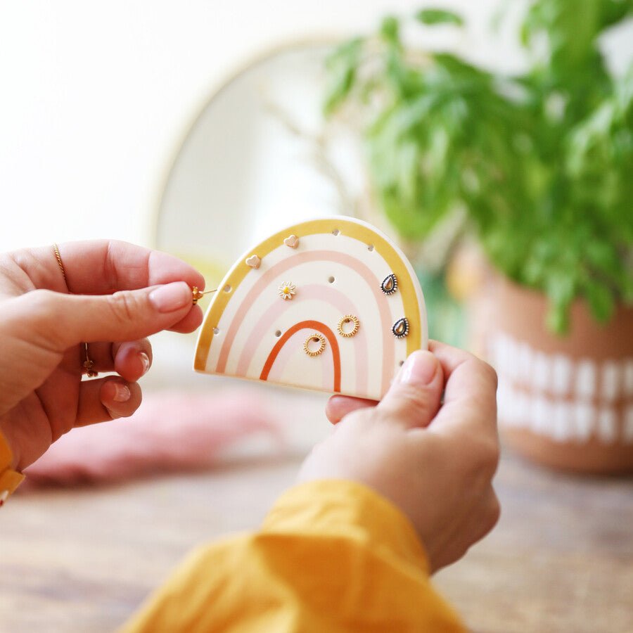 Rainbow Ceramic Earring Holder - Jewelry Holder