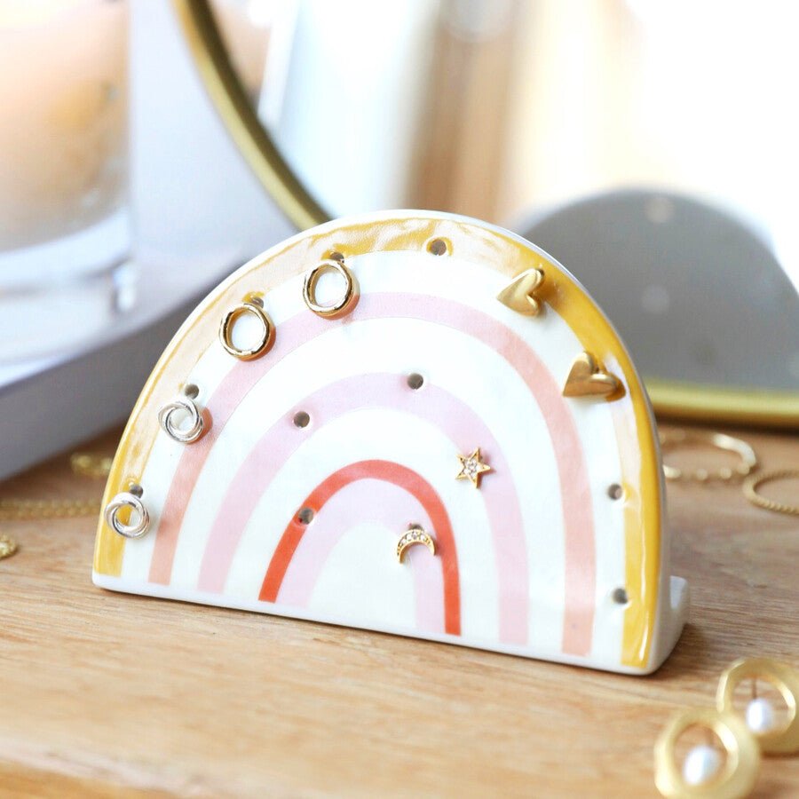 Rainbow Ceramic Earring Holder - Jewelry Holder