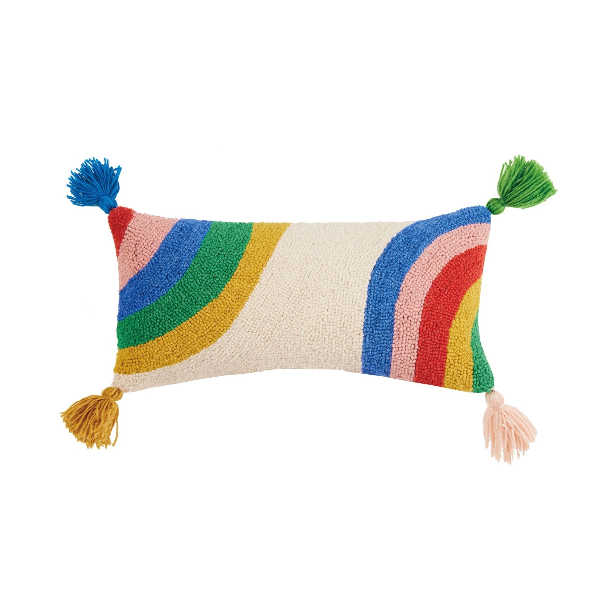 Rainbow Hook Pillow With Tassels - Pillows