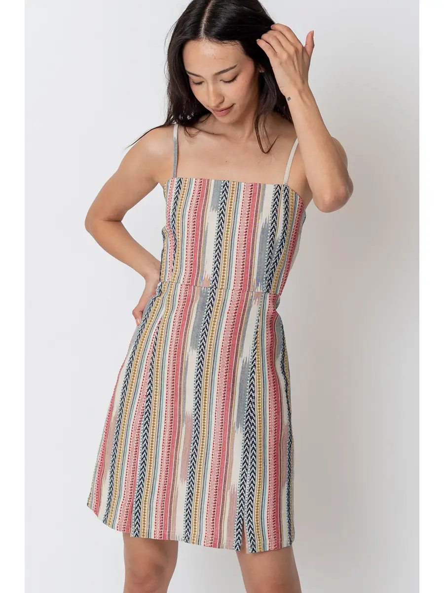 Sleeveless Multi Stripe Mini Dress - Small - Dresses