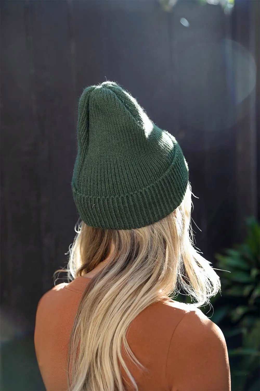 Smiley Face Ribbed Beanie - Olive - Hats