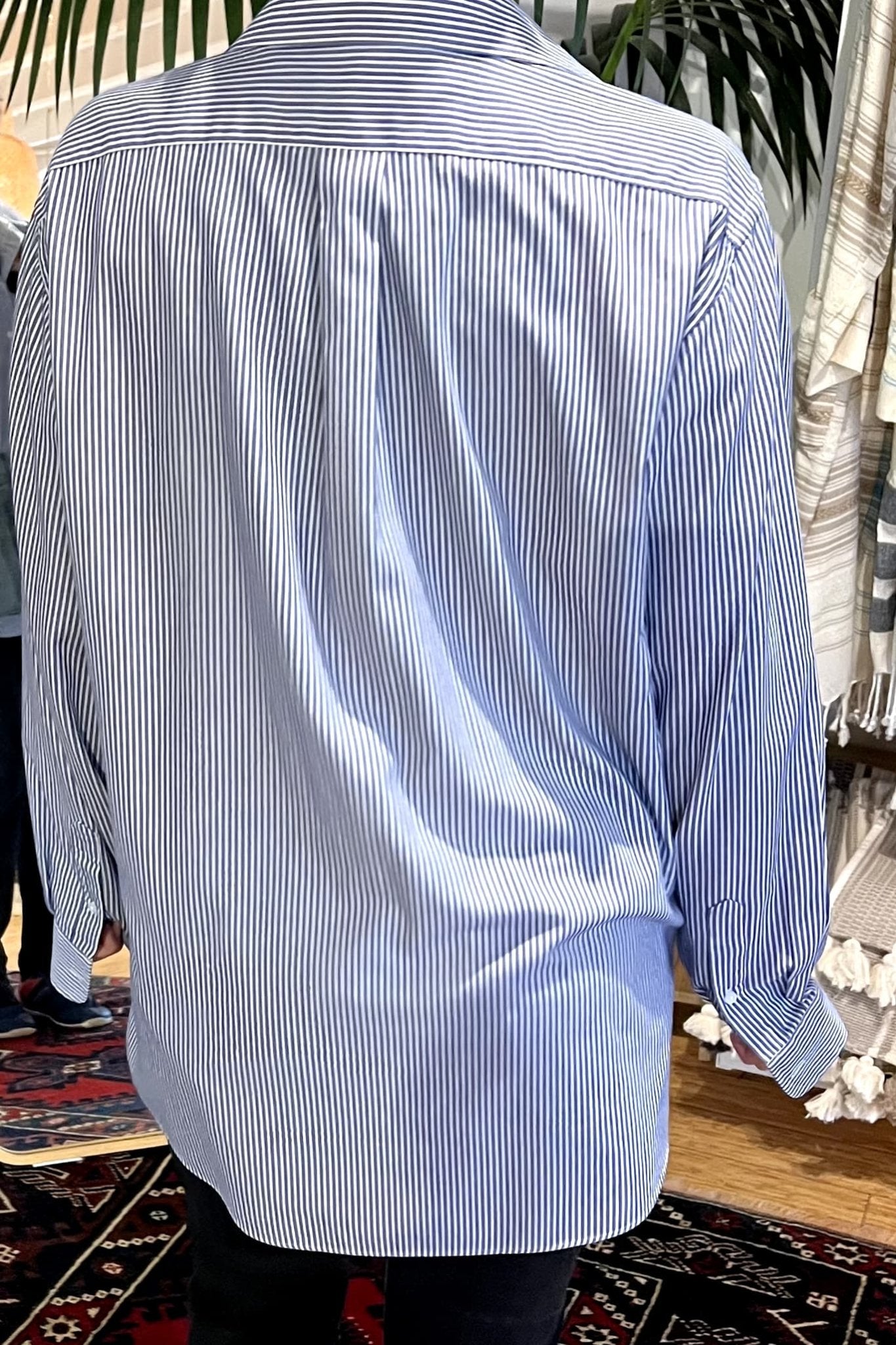 Stripe Designer Denim Shirt with Jean Pocket - Shirts & Tops