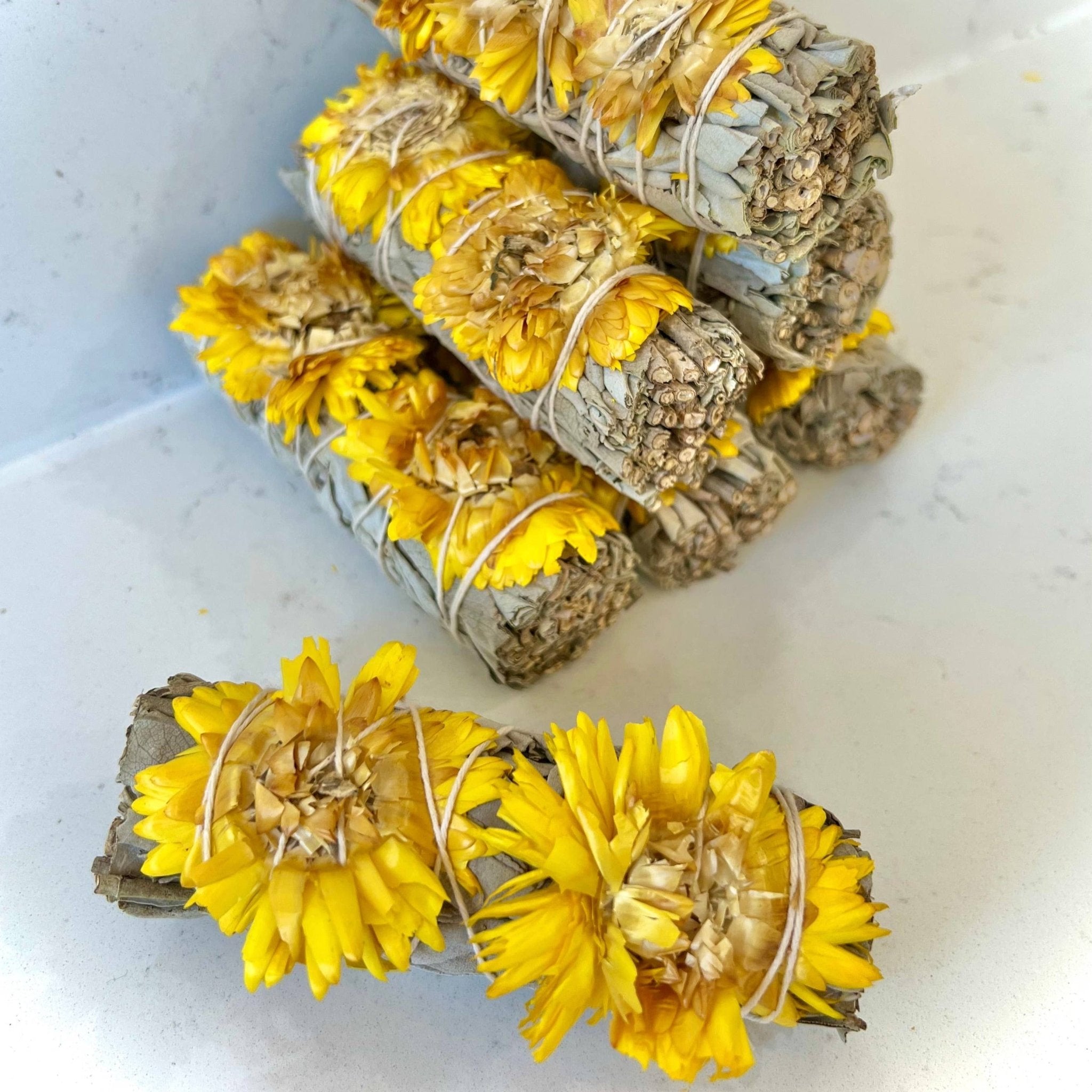 Sunflower with White Sage Bundles - Smudge