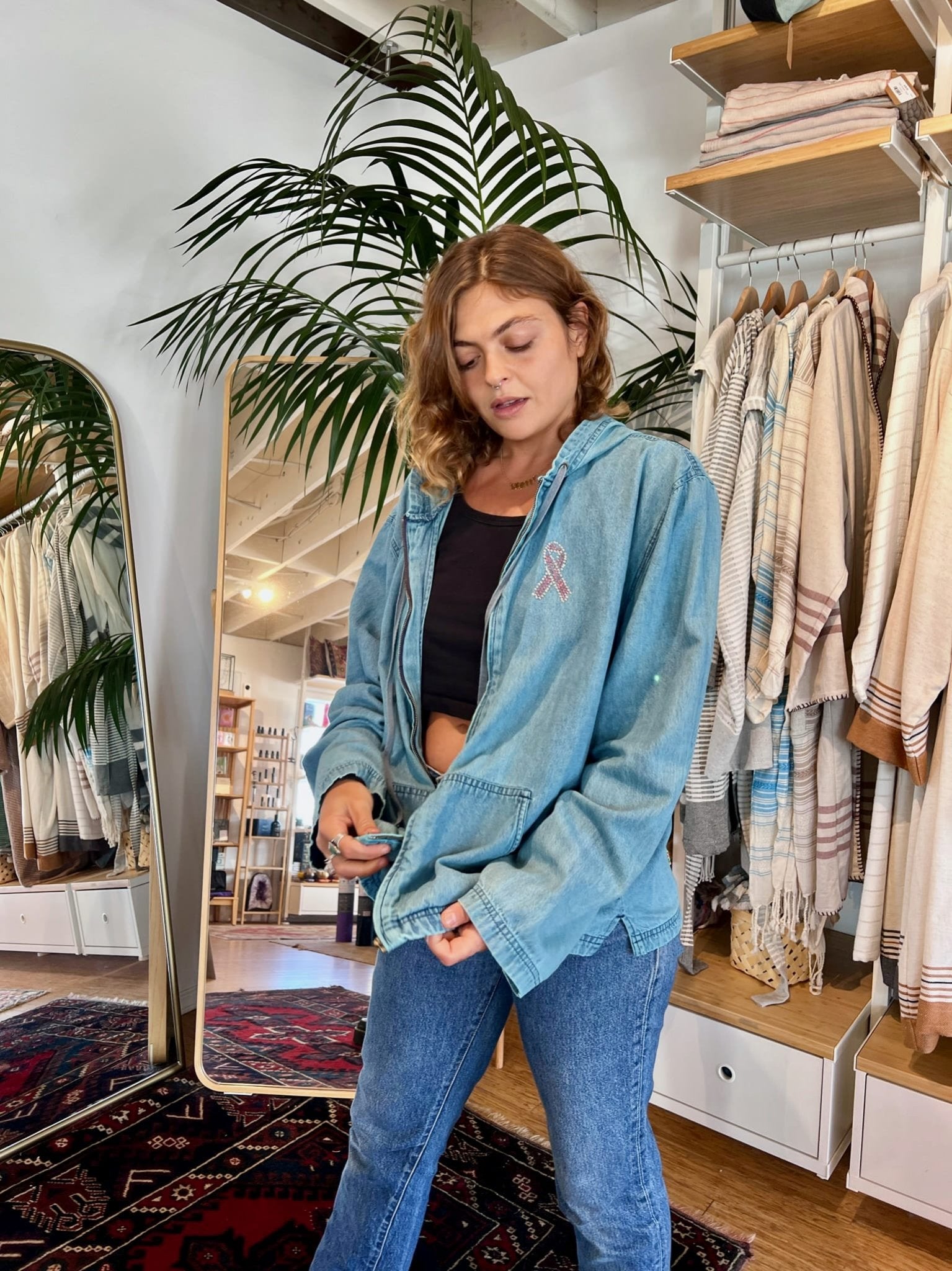 Surf & Sun Hooded Jean Shirt - Coats & Jackets