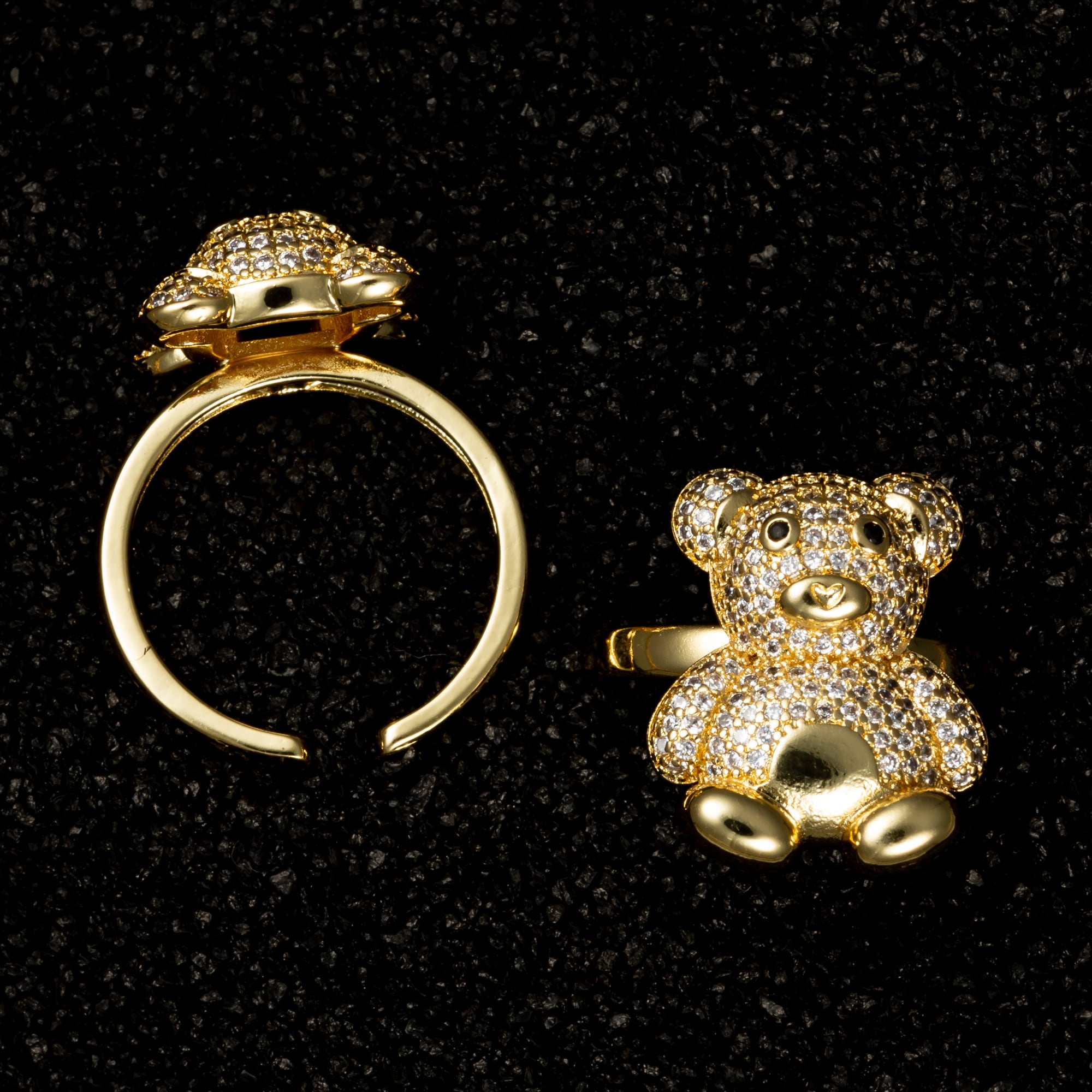Teddy Bear Ring with Gemstones - Rings